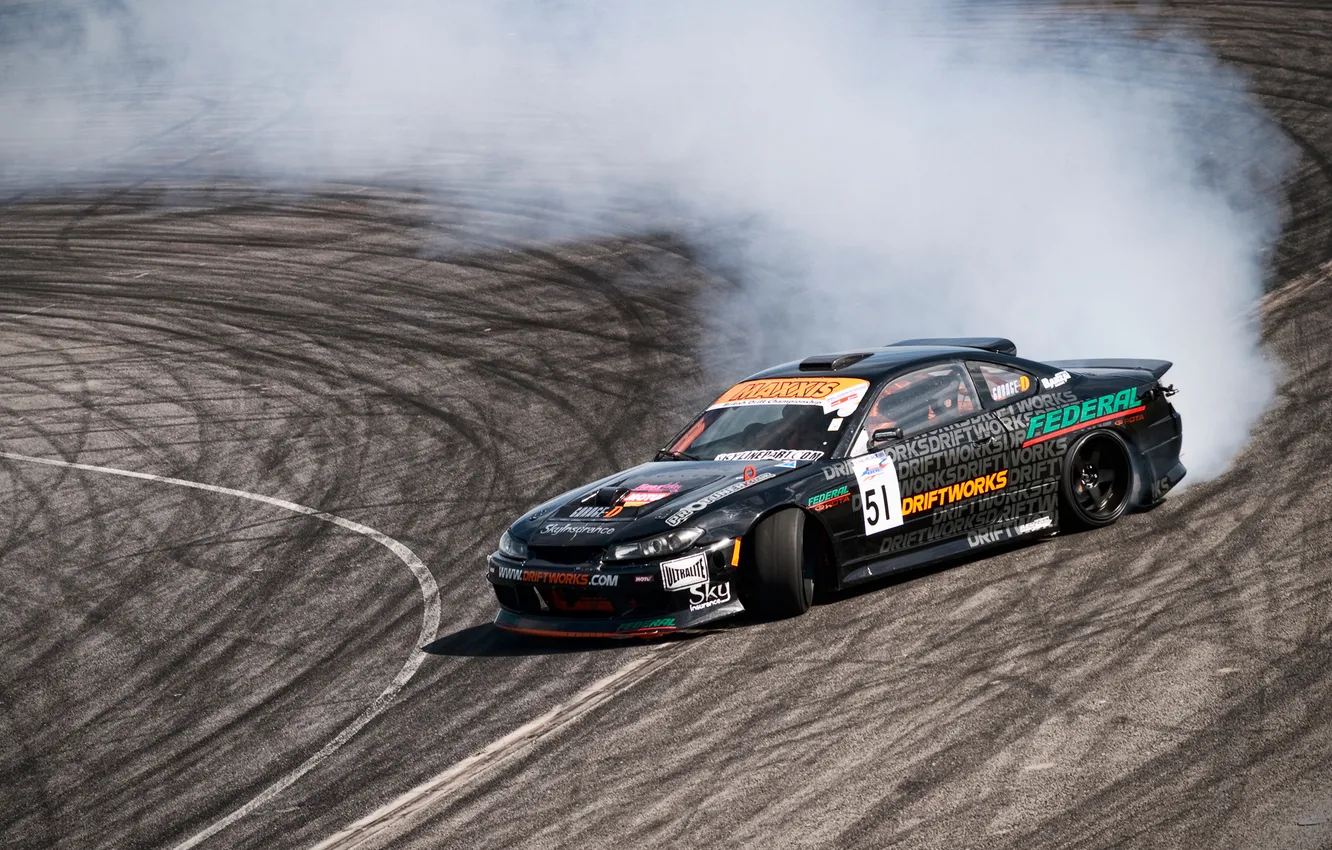 Photo wallpaper smoke, drift, S15, Silvia, Nissan, track