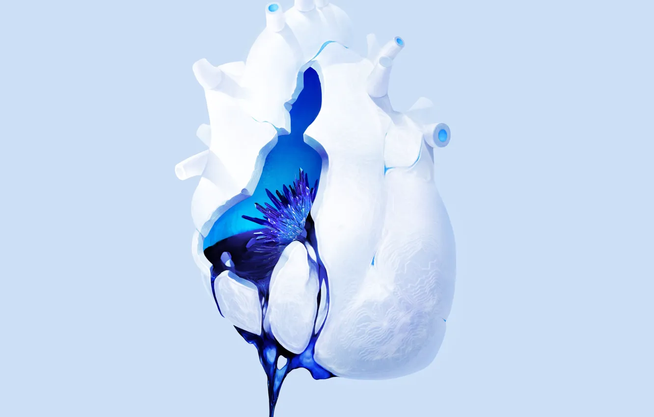 Photo wallpaper crystal, blue, heart, bouno satoshi