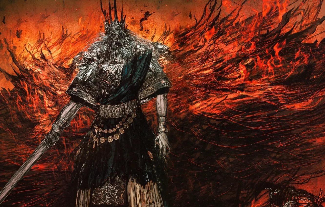 Photo wallpaper lights, Dark Souls, Gwyn, Gwyn Lord Of Ashes