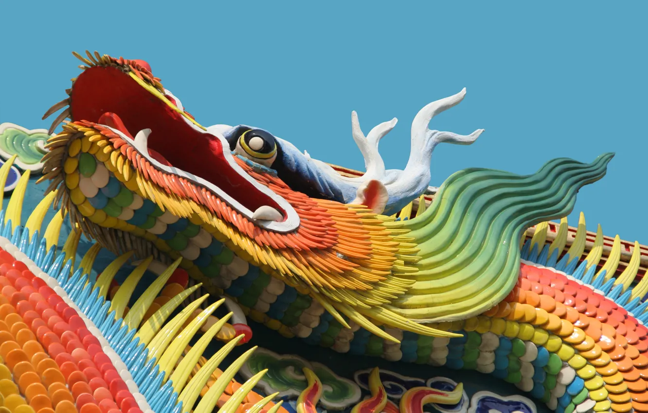 Photo wallpaper dragon, China, building