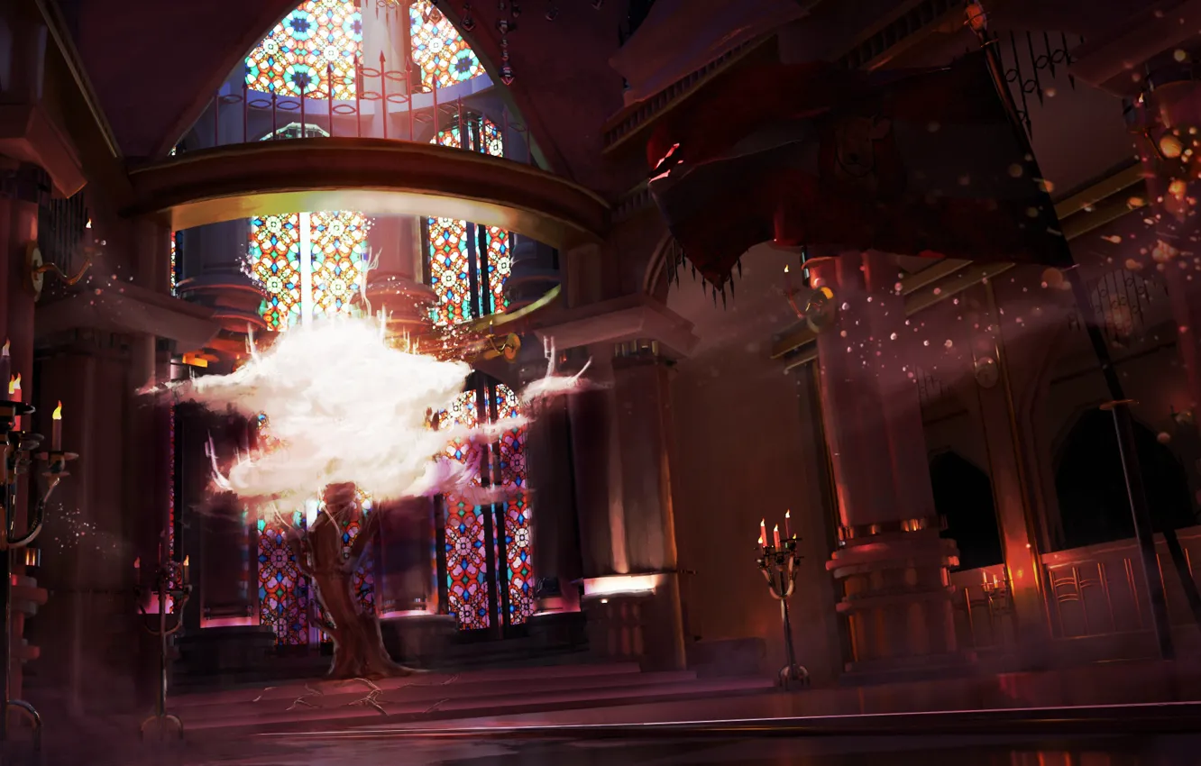 Photo wallpaper trees, interior, temple