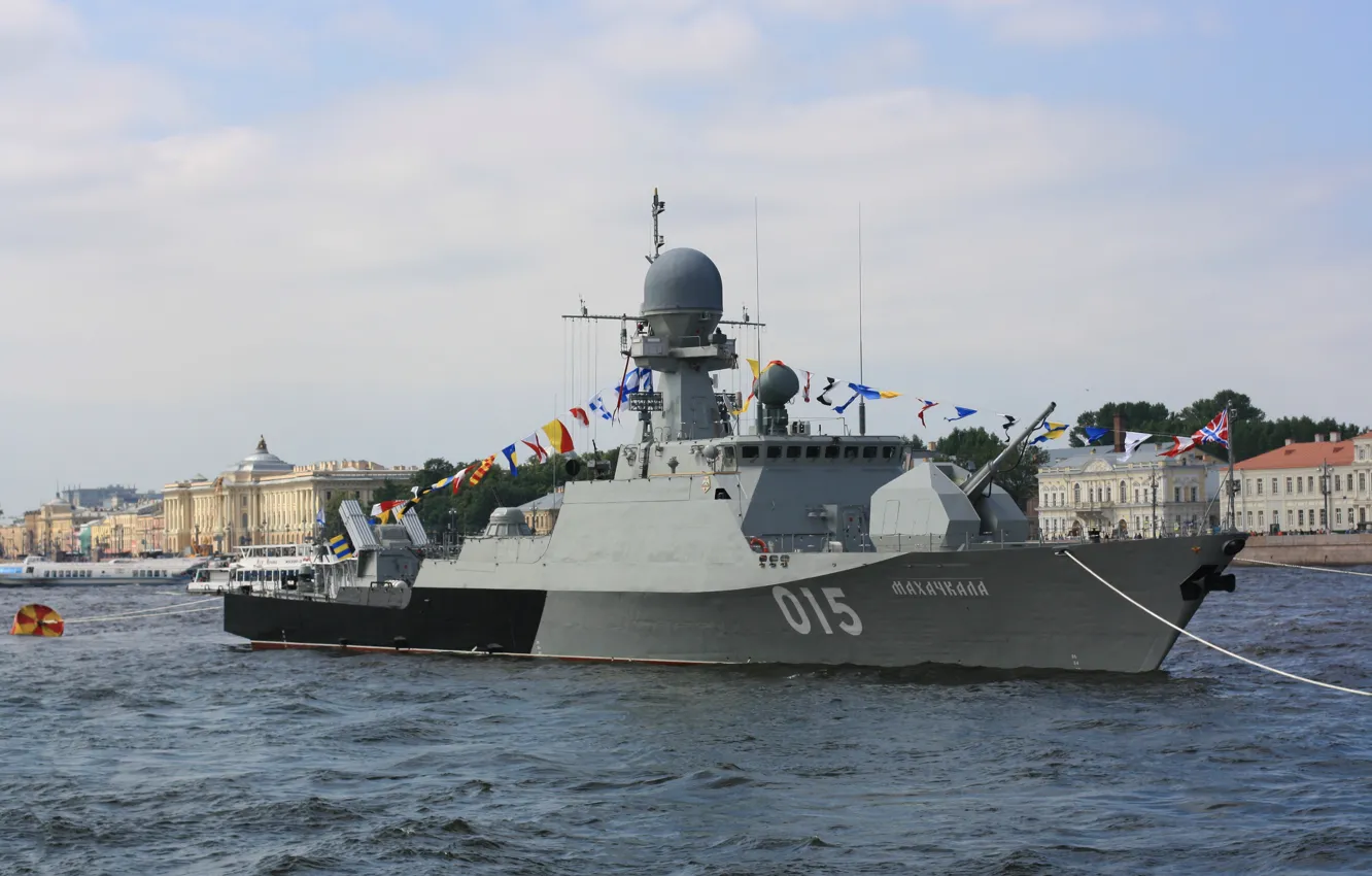 Photo wallpaper rocket, Corvette, small, ship, Makhachkala, parade