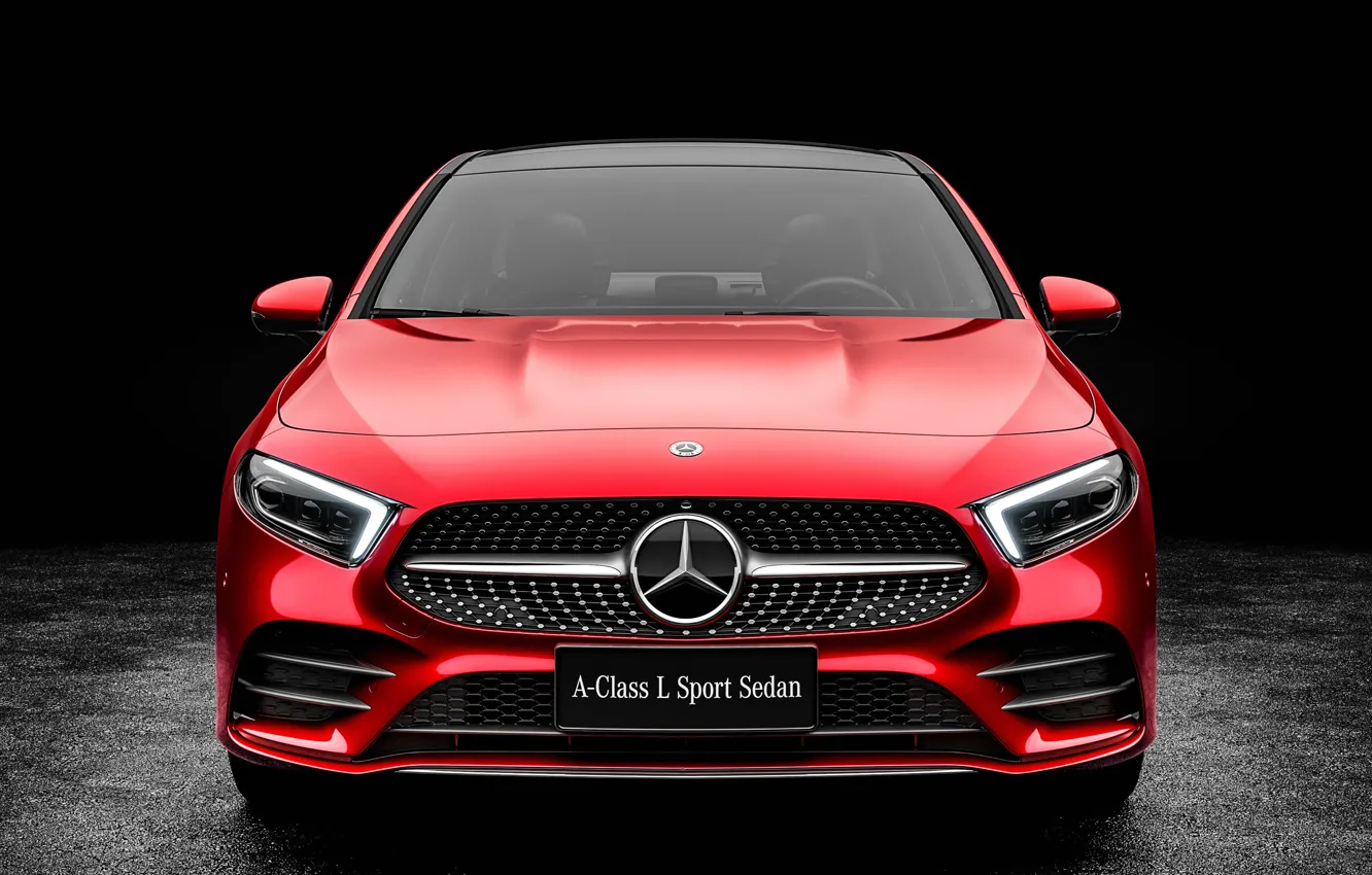 Photo wallpaper Mercedes-Benz, front view, Sedan, A-Class, 2019, A200, L Sport