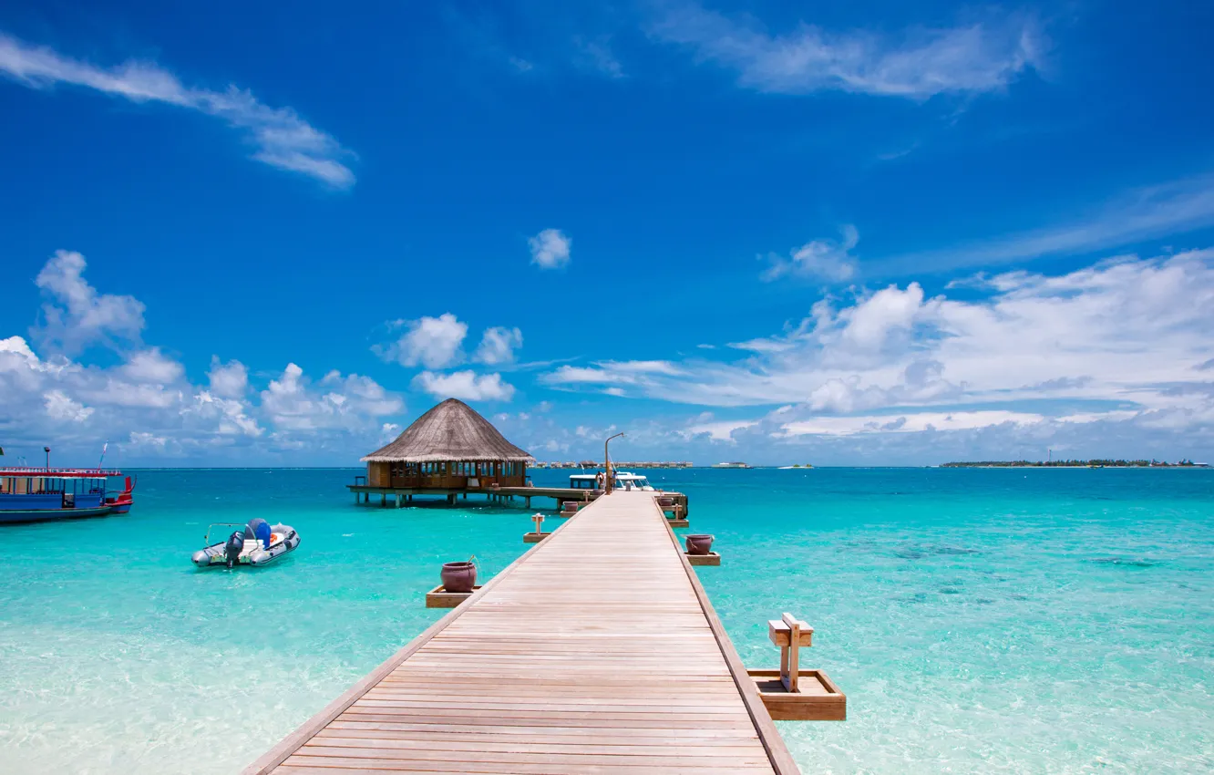 Photo wallpaper sea, beach, summer, stay, vacation, pier