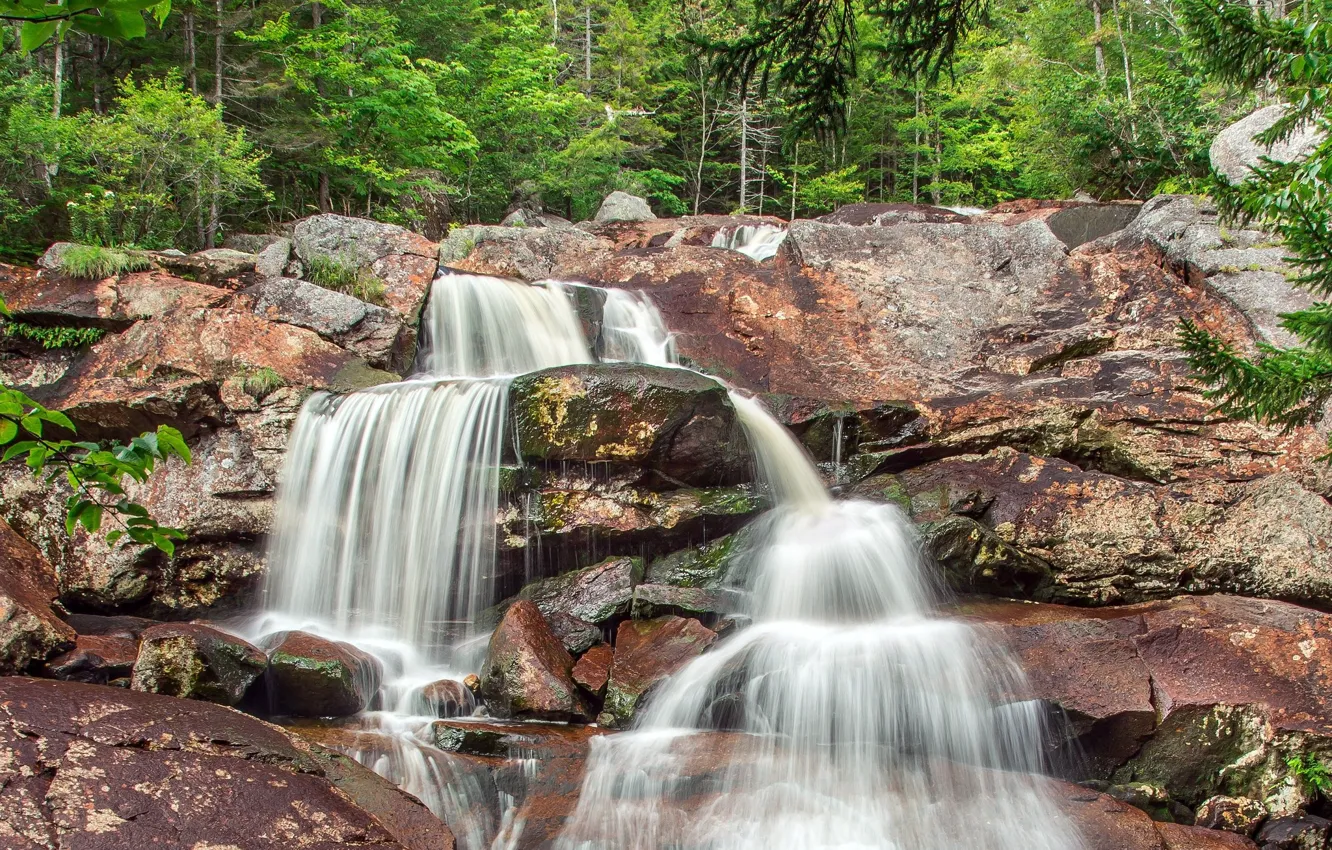 Photo wallpaper nature, rocks, waterfall