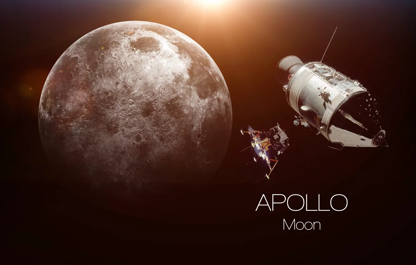 Photo wallpaper moon, Apollo, humanity, dream fulfilled