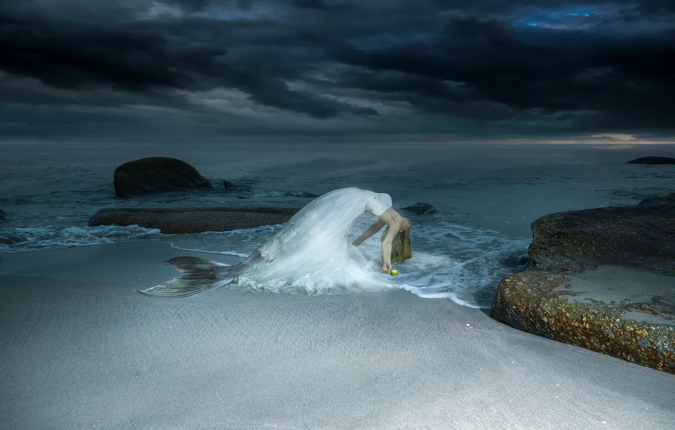 Photo wallpaper shore, mermaid, surf