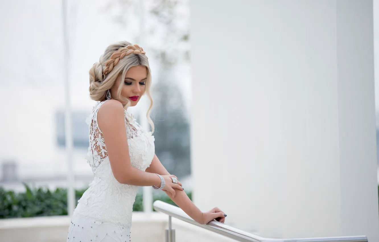 Photo wallpaper girl, decoration, face, makeup, dress, the bride