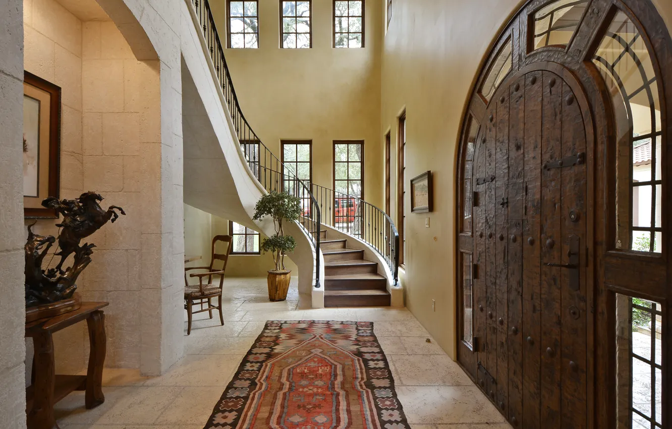 Photo wallpaper design, style, Villa, interior, ladder, the lobby