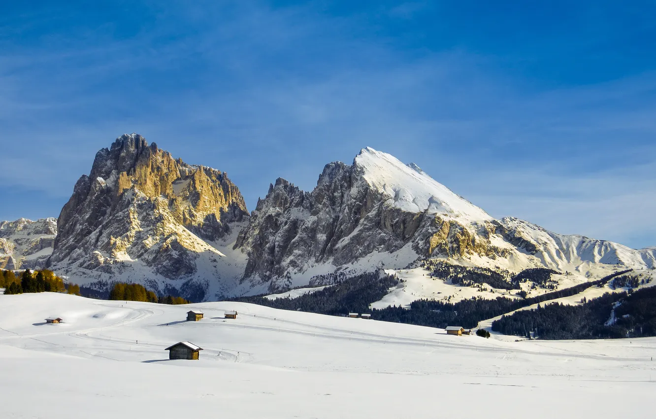 Photo wallpaper snow, mountains, Italy