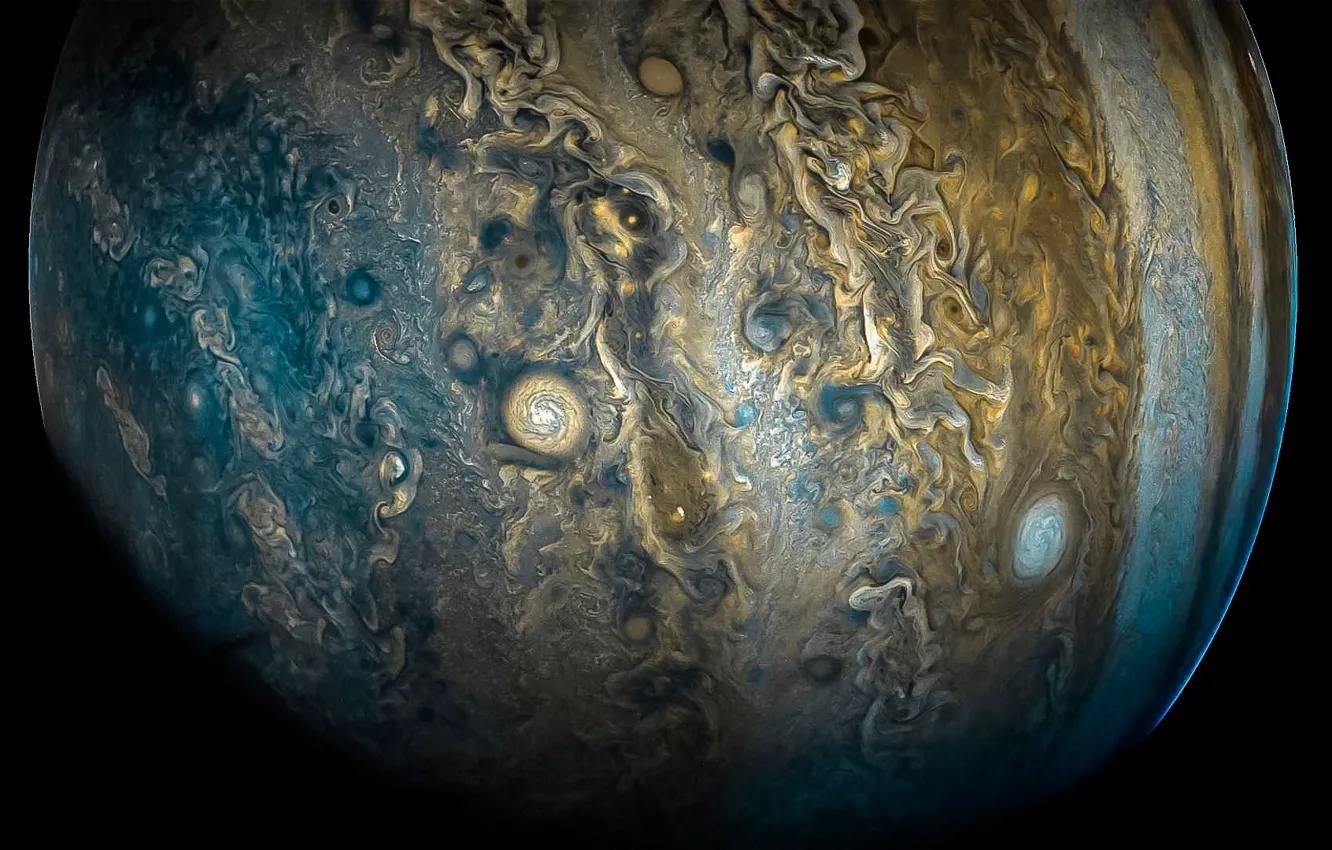 Photo wallpaper space, clouds, Jupiter