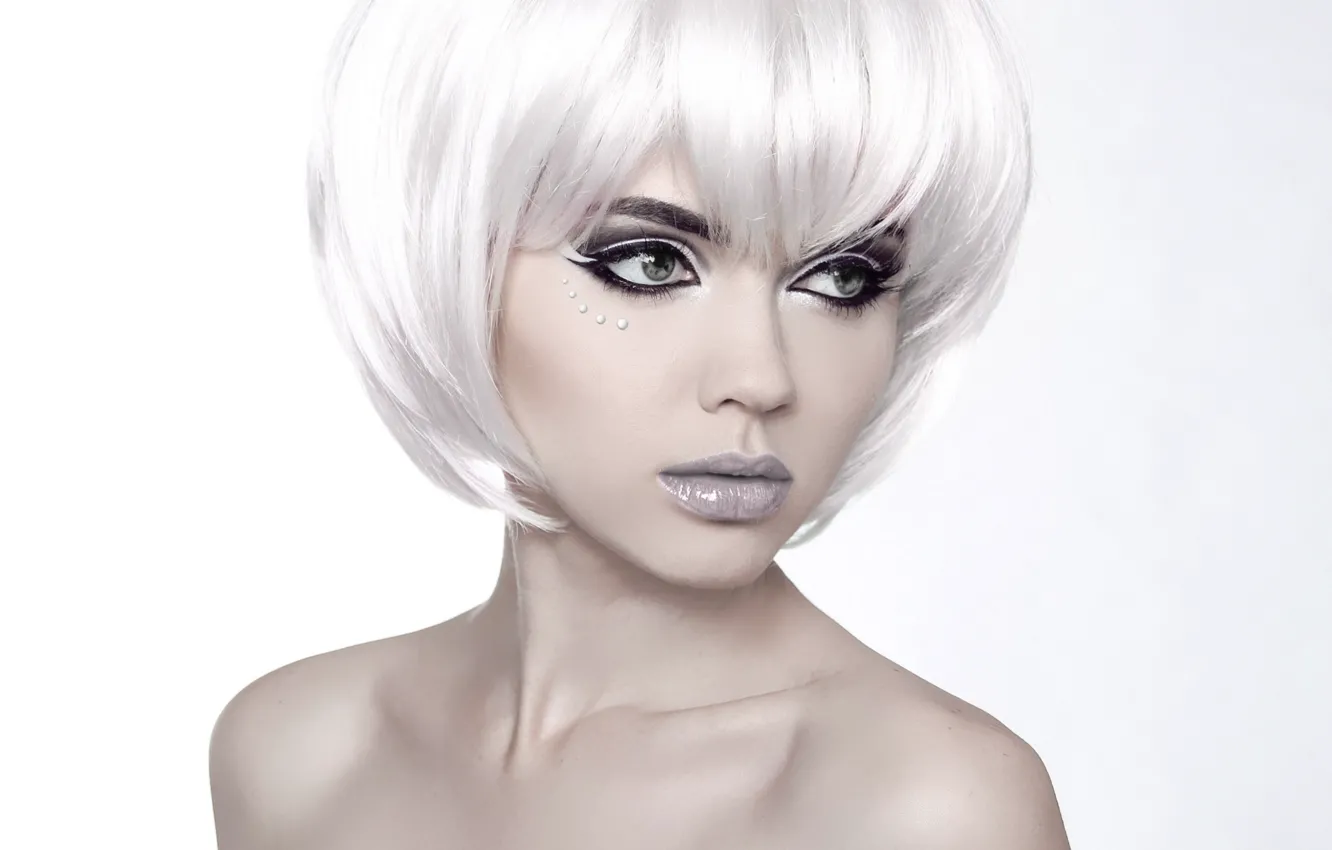 Photo wallpaper girl, makeup, blonde, beauty