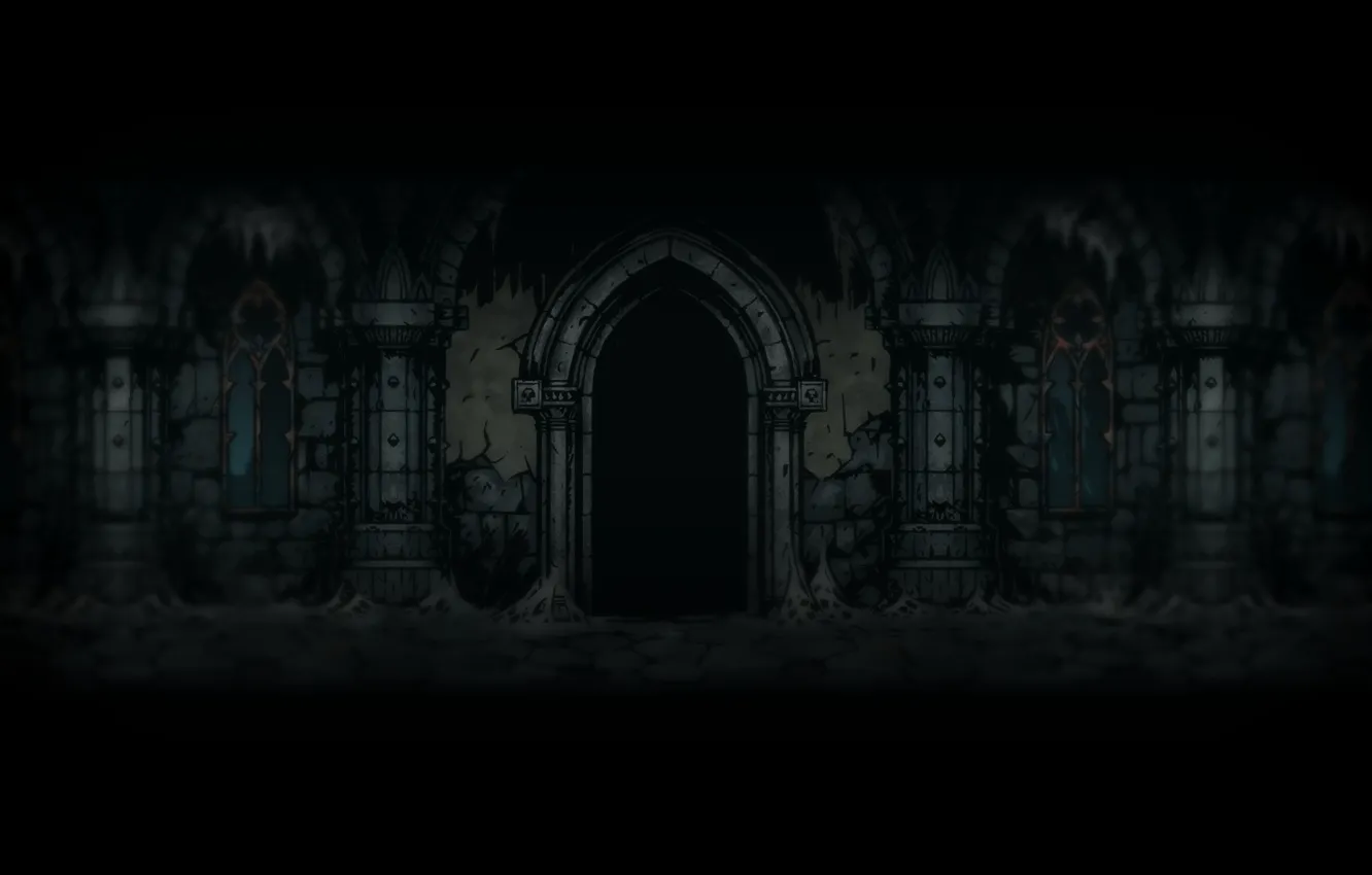 Photo wallpaper ruins, door, dark nest dungeon