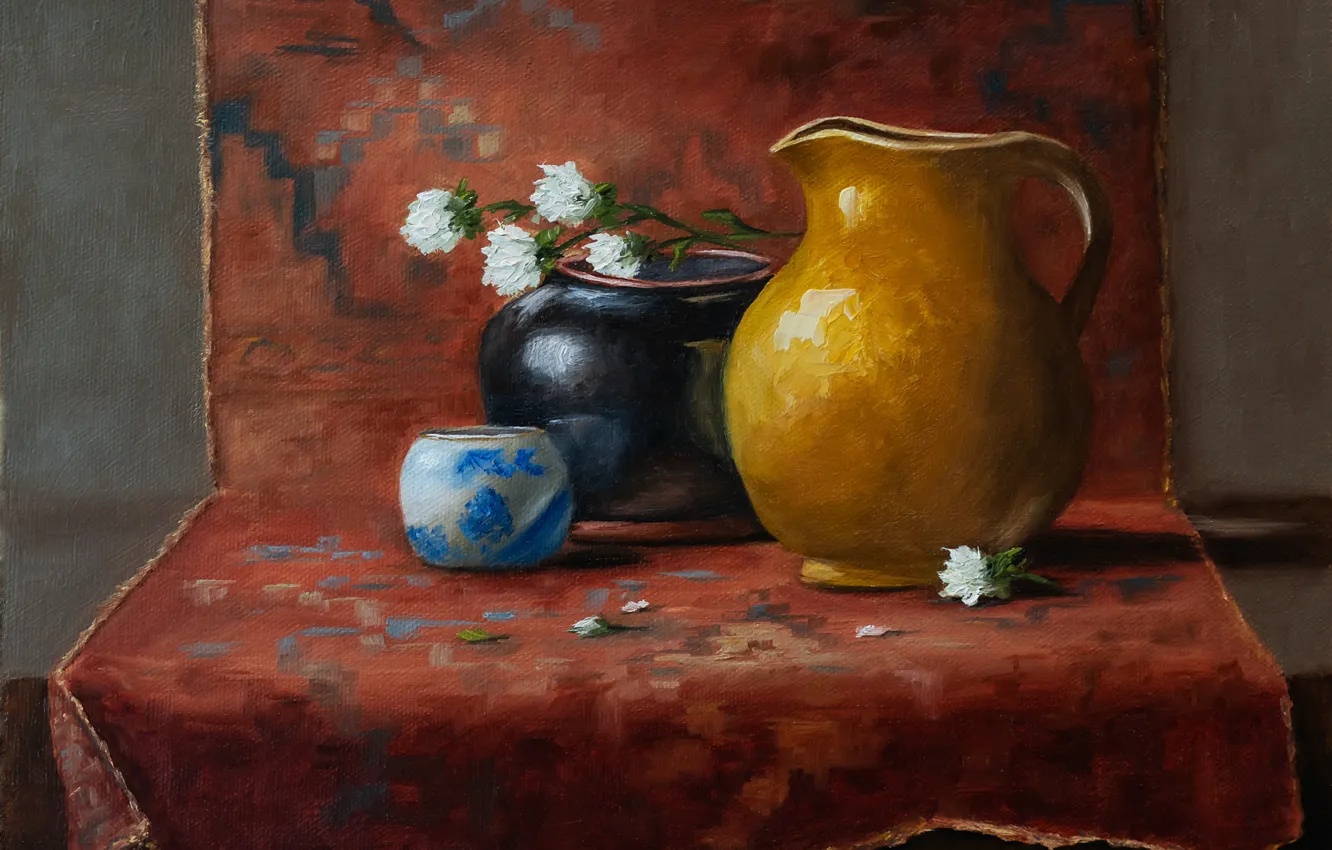 Photo wallpaper flowers, picture, still life, painting