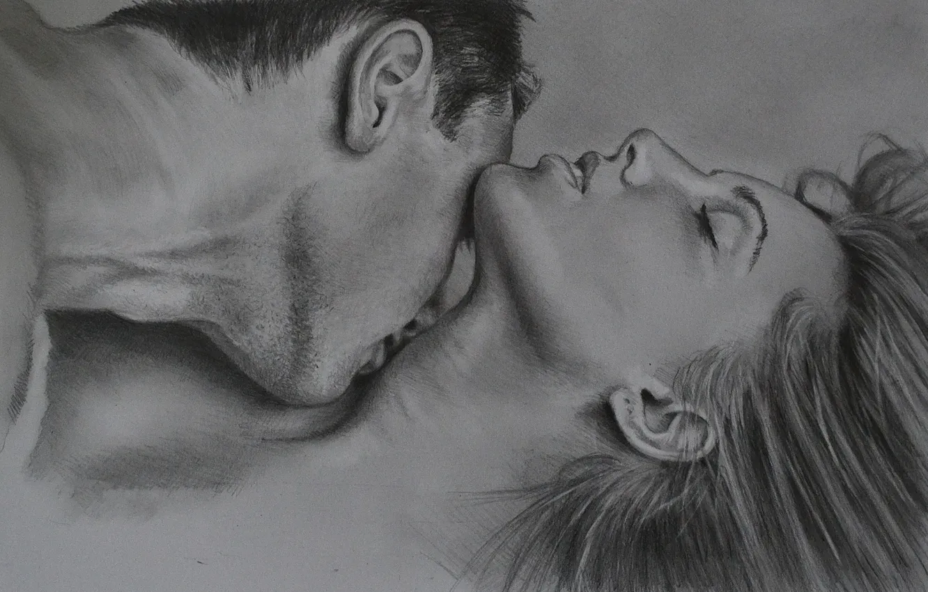 Photo wallpaper love, kiss, pair, two