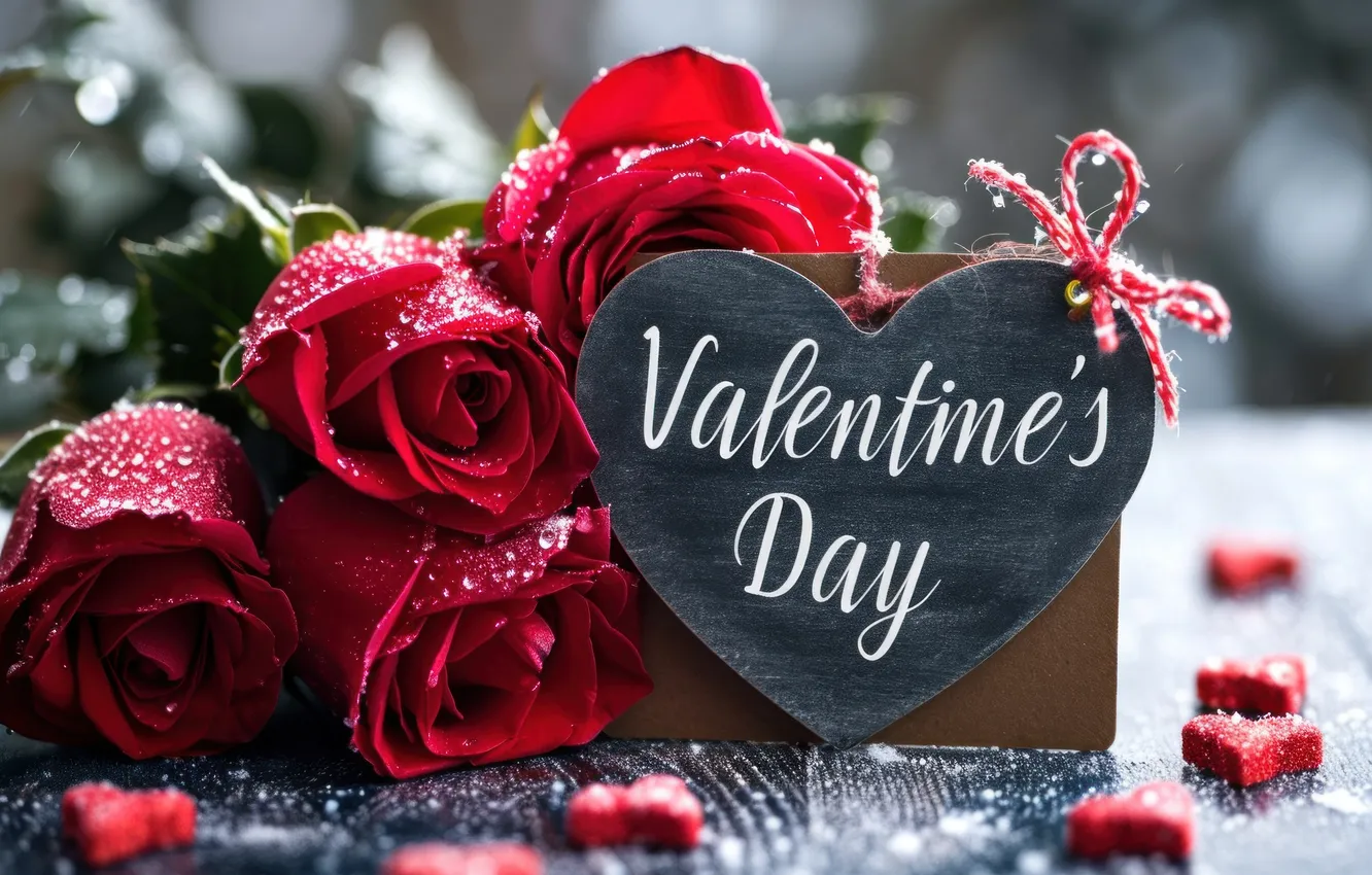 Photo wallpaper love, flowers, gift, romance, heart, roses, bouquet, love