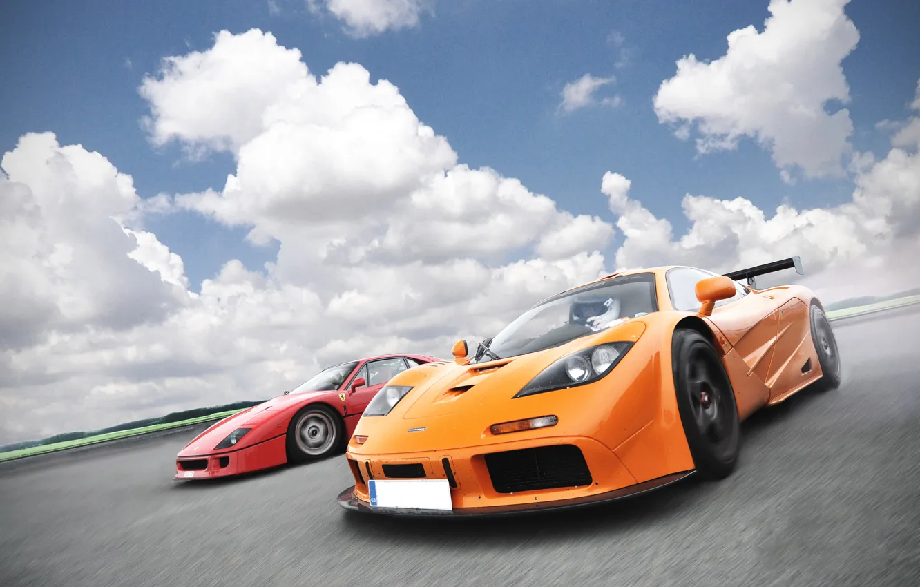 Photo wallpaper orange, red, McLaren, red, ferrari, Ferrari, gtr, supercars