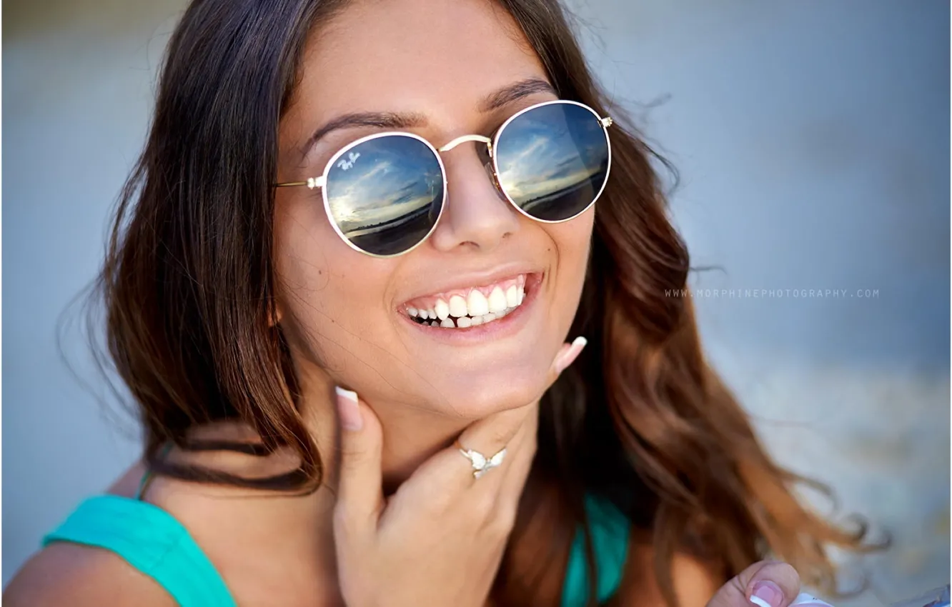 Photo wallpaper girl, smile, portrait, glasses, face, Morphine Photography