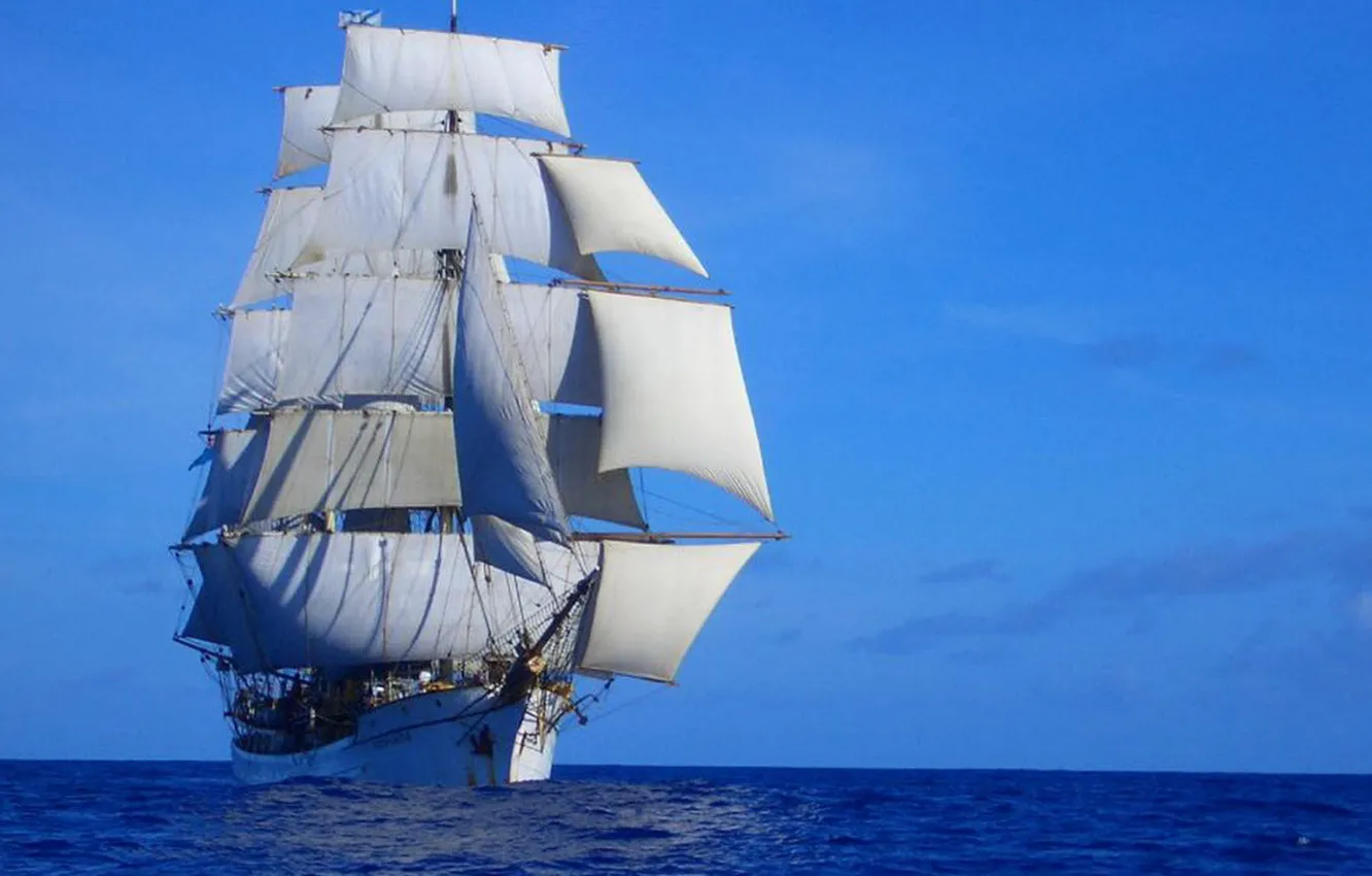 Photo wallpaper sky, sea, ship, sails