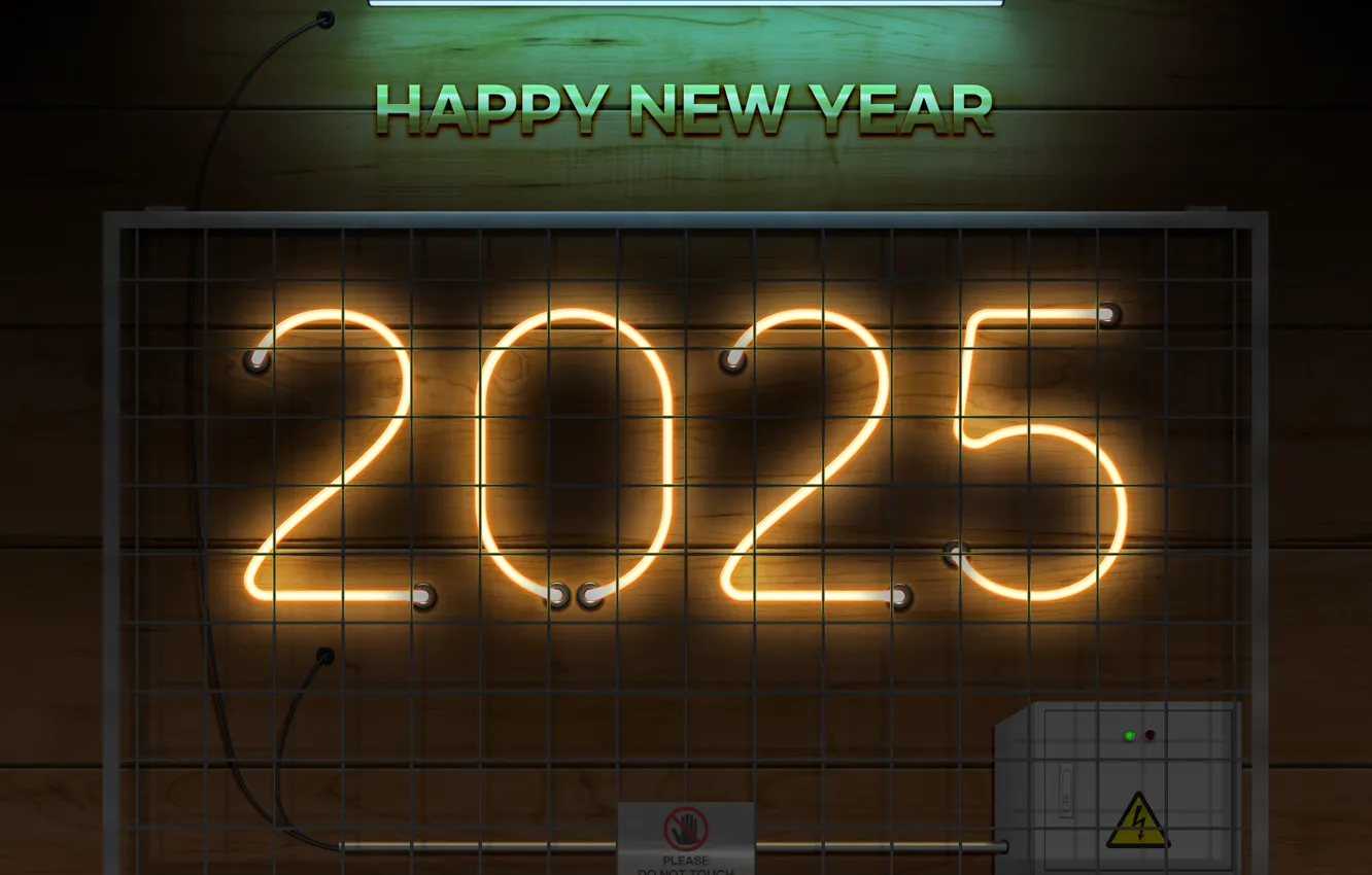 Wallpaper new year, happy new year, 2025, neon sign, 2025 year for