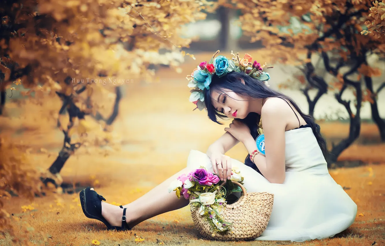 Photo wallpaper girl, pose, background