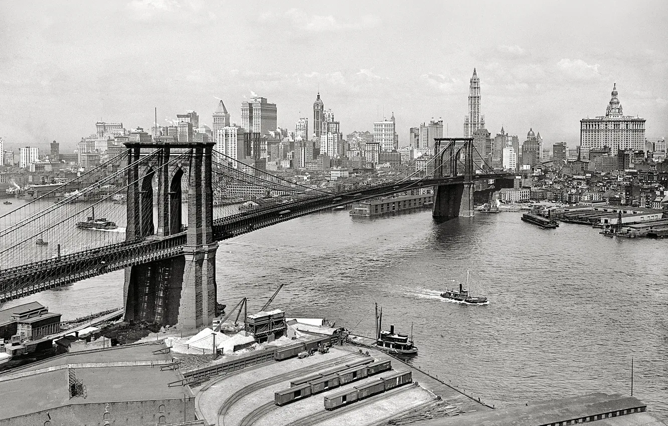 Photo wallpaper bridge, port, New York, NYC, Brooklyn Bridge