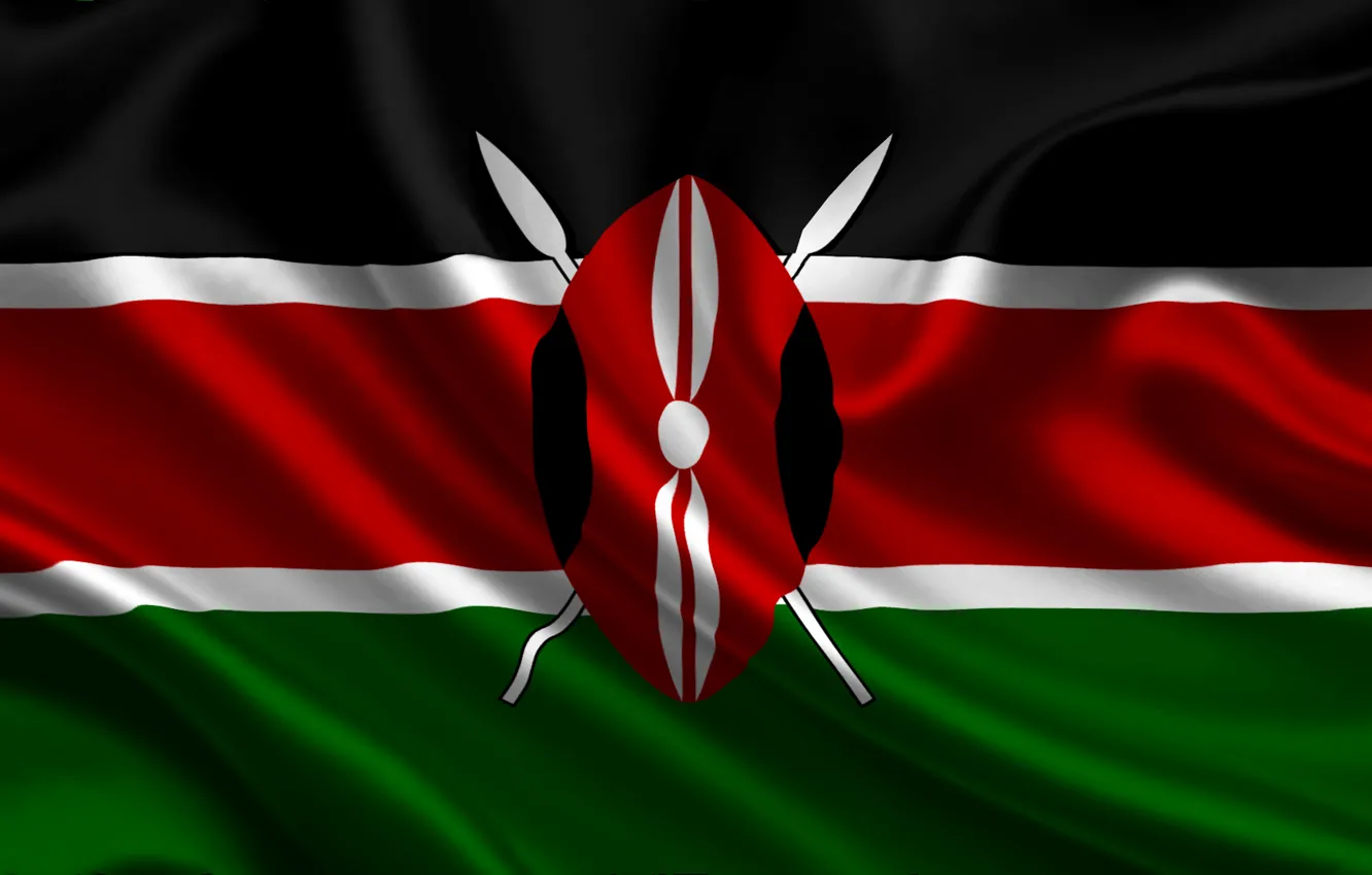 Photo wallpaper Red, White, Flag, Black, Texture, Green, Flag, Kenya
