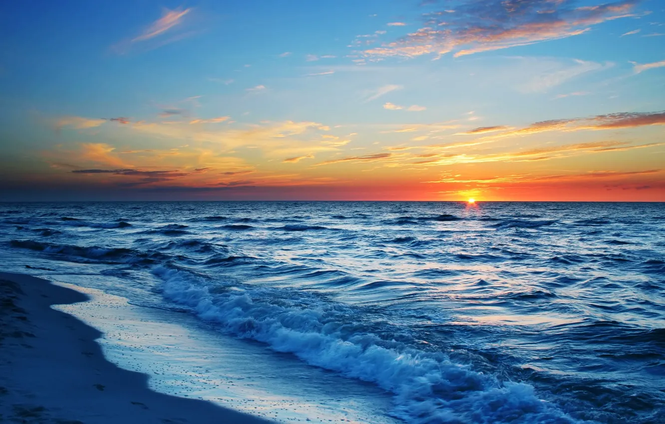 Photo wallpaper sea, the sun, sunset