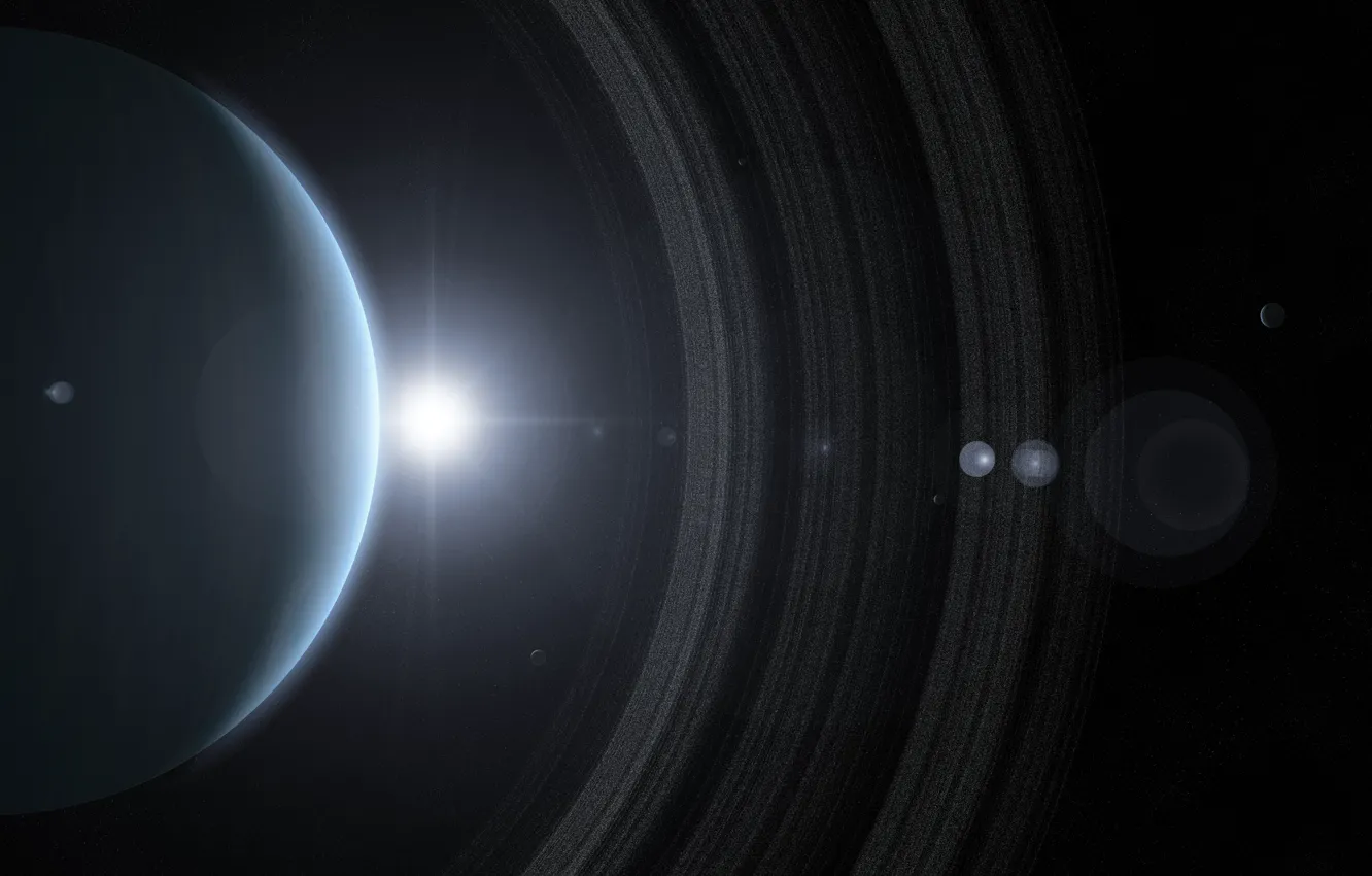 Photo wallpaper the sun, stars, planet, ring, gas giant