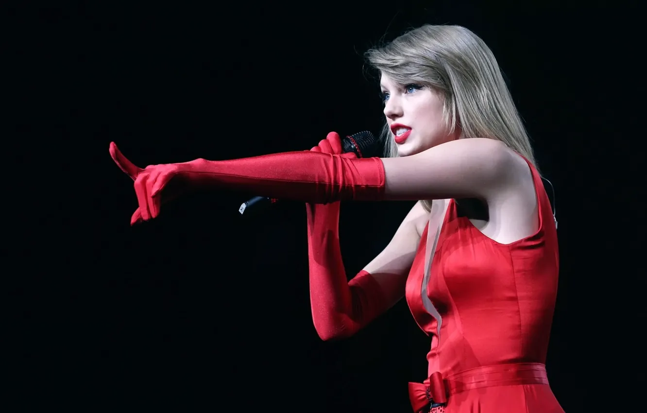 Photo wallpaper singer, Taylor Swift, red dress, gesture, celebrity, beautiful girl, country, country