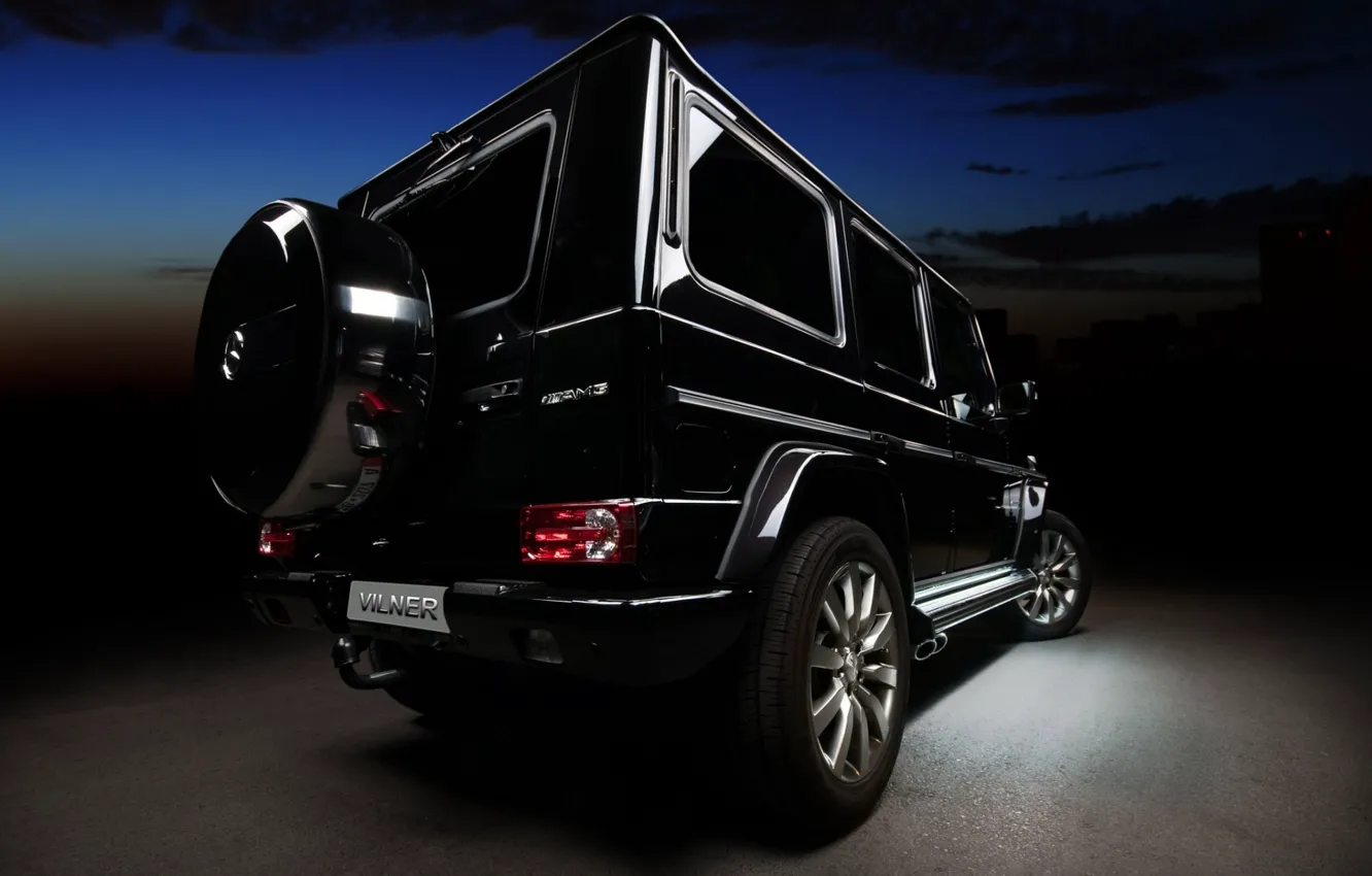 Photo wallpaper black, tuning, Mercedes-Benz, jeep, SUV, Mercedes, rear view, tuning