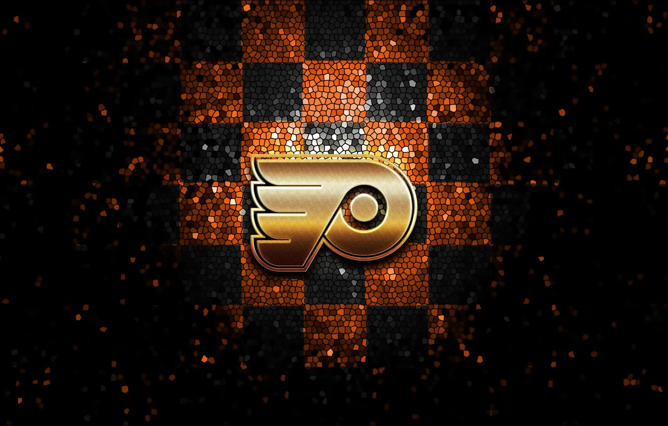 Photo wallpaper wallpaper, logo, NHL, Sport, Hockey, glitter, checkered, Philadelphia Flyers