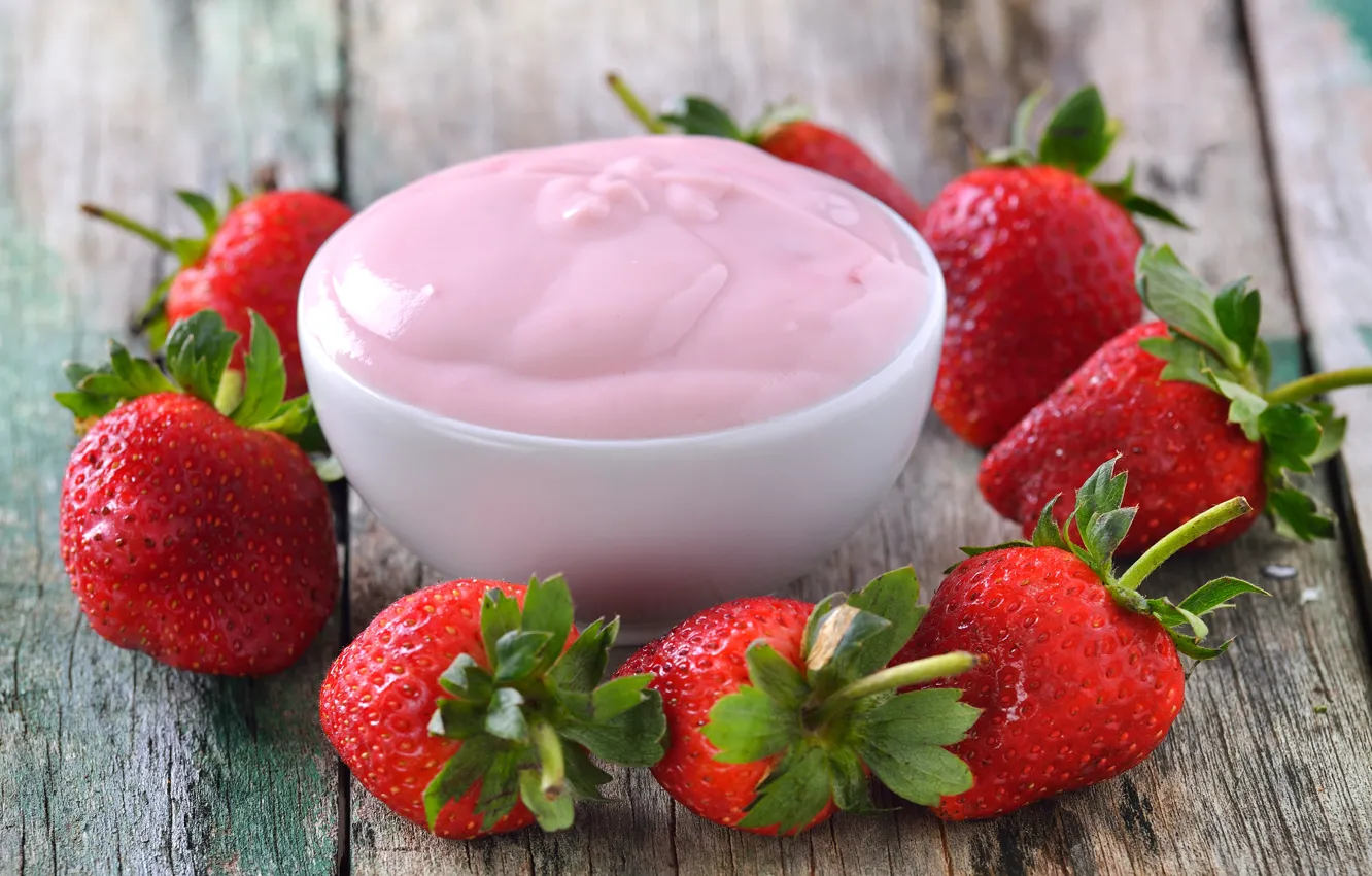Photo wallpaper Breakfast, strawberry, yogurt