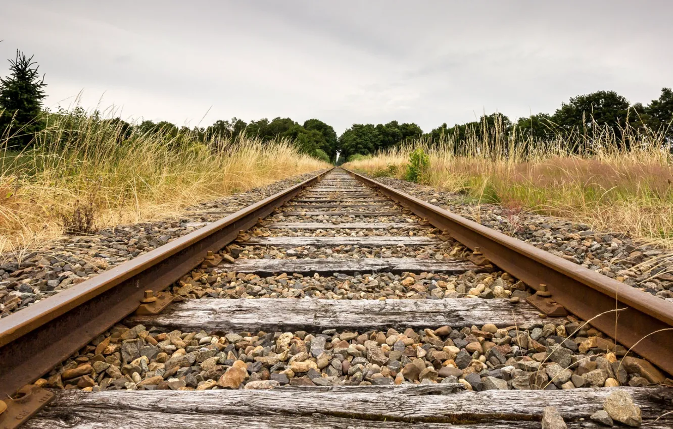 Photo wallpaper landscape, nature, railroad