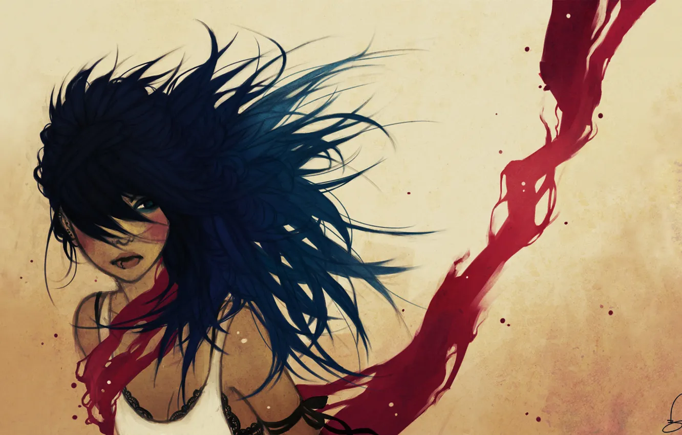 Photo wallpaper girl, scarf, bra, .