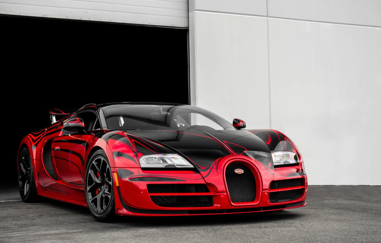 Photo wallpaper Bugatti, Grand, Veyron, Sport, Rouge, aka, Hellbug, Speed Gold