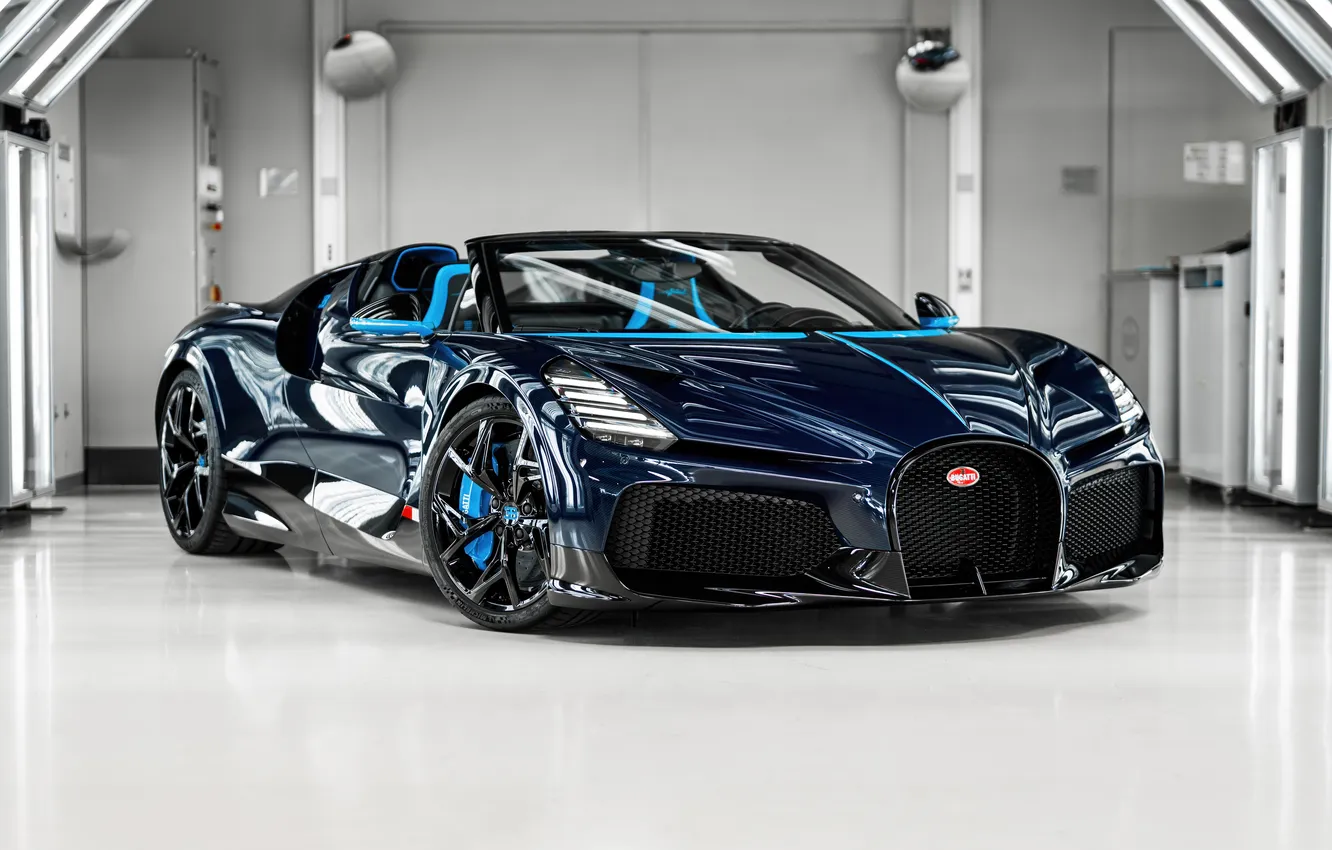 Photo wallpaper Bugatti, Mistral, W16, Blue and Black