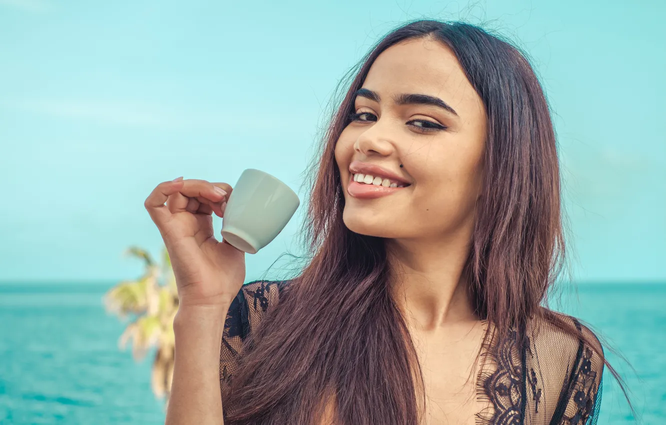 Photo wallpaper hot girl, model, cup, sexy woman, posing, closeup, beautiful face, Outside