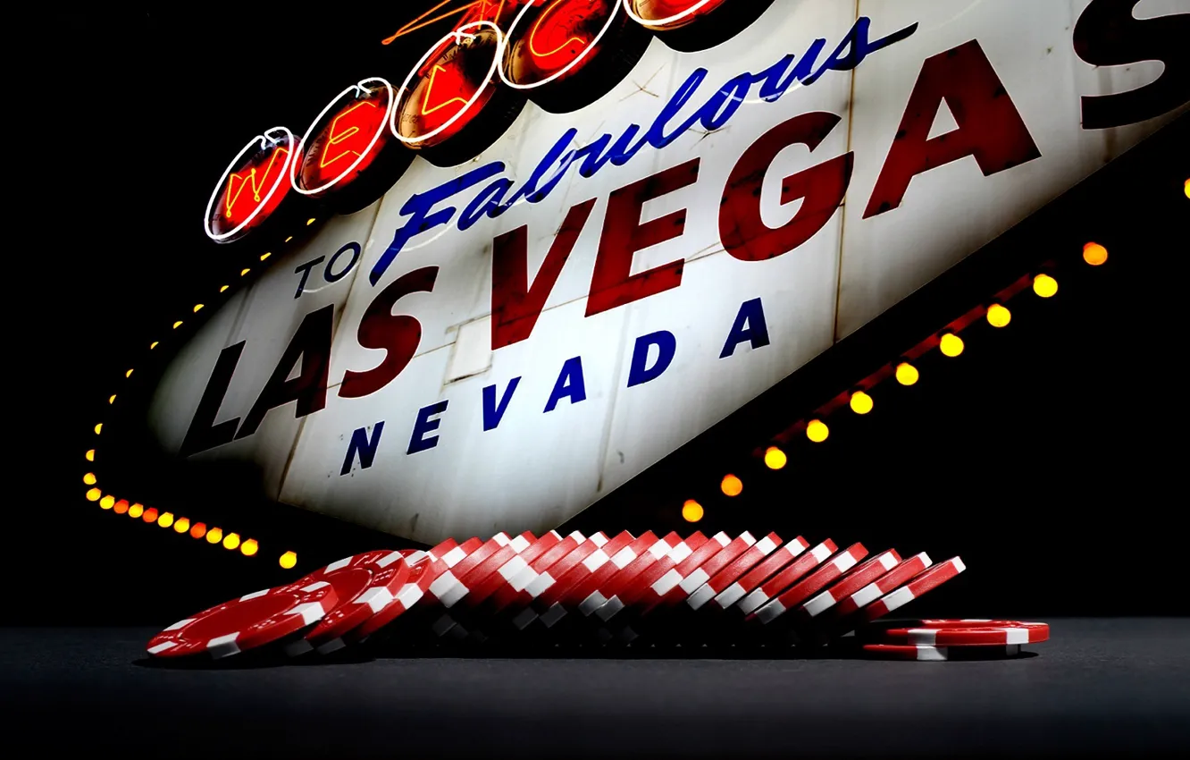 Photo wallpaper lights, Las Vegas, Nevada, fishes, poker