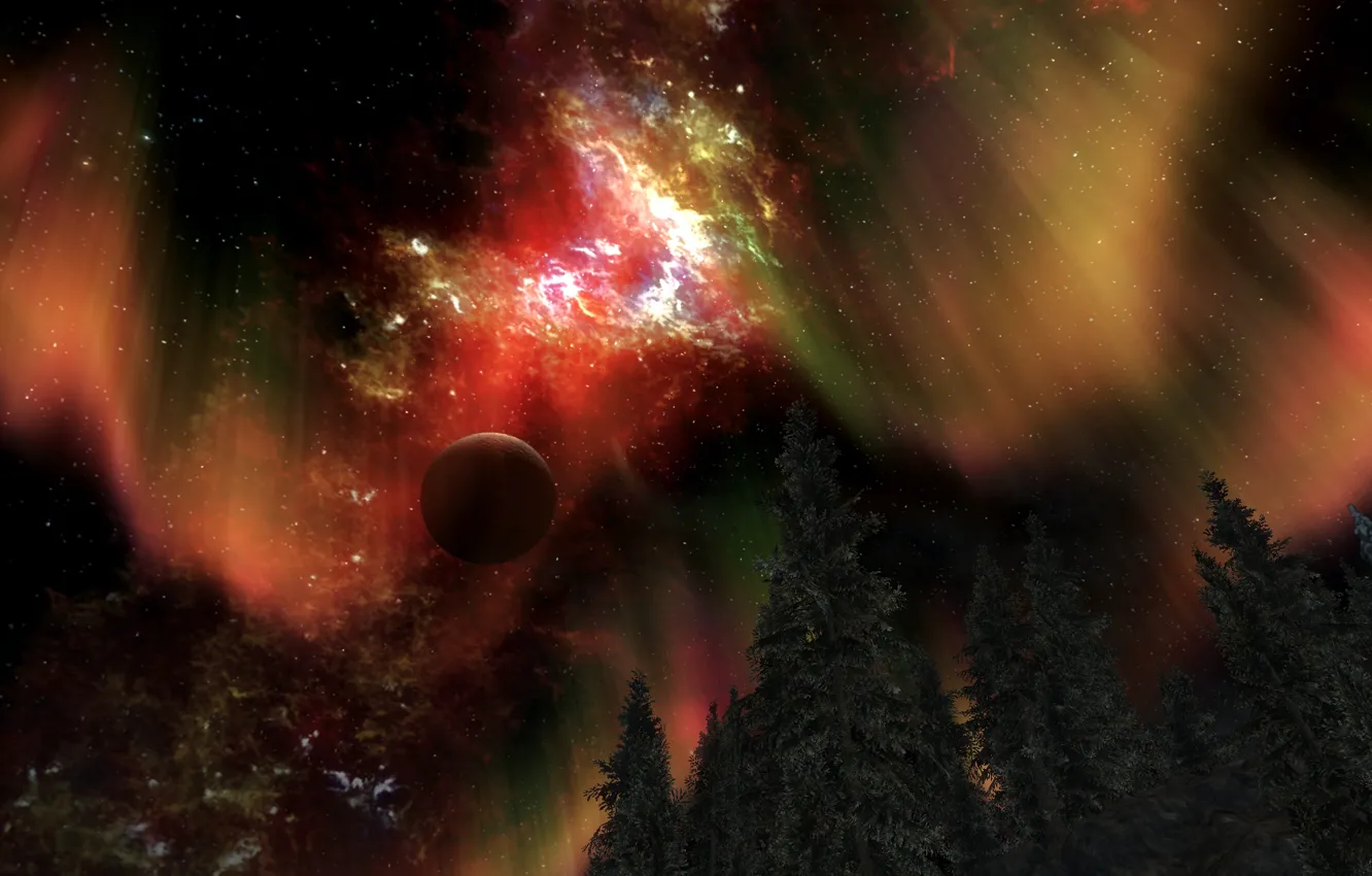 Photo wallpaper the sky, night, Skyrim