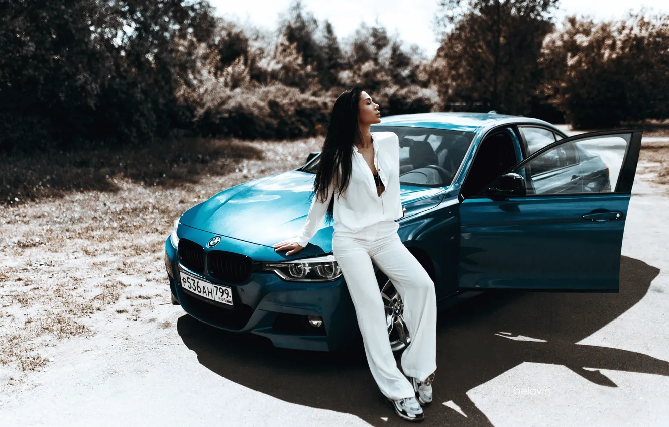Photo wallpaper machine, auto, girl, pose, BMW, Belavin, Alexander Belavin