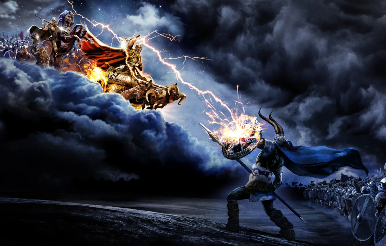 Photo wallpaper lightning, God, army, amon amarth, Deciever of the gods