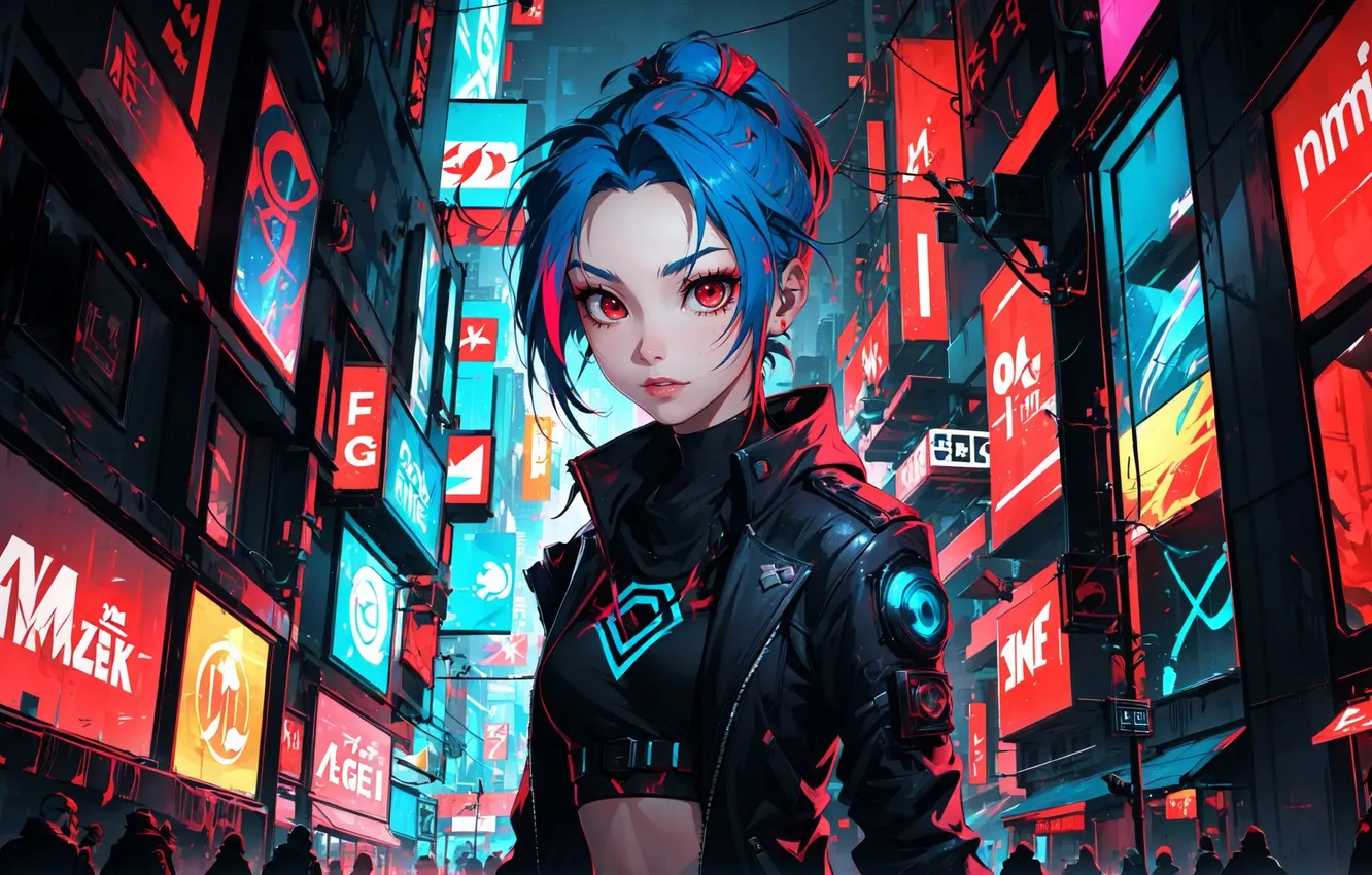Photo wallpaper girl, the city, anime