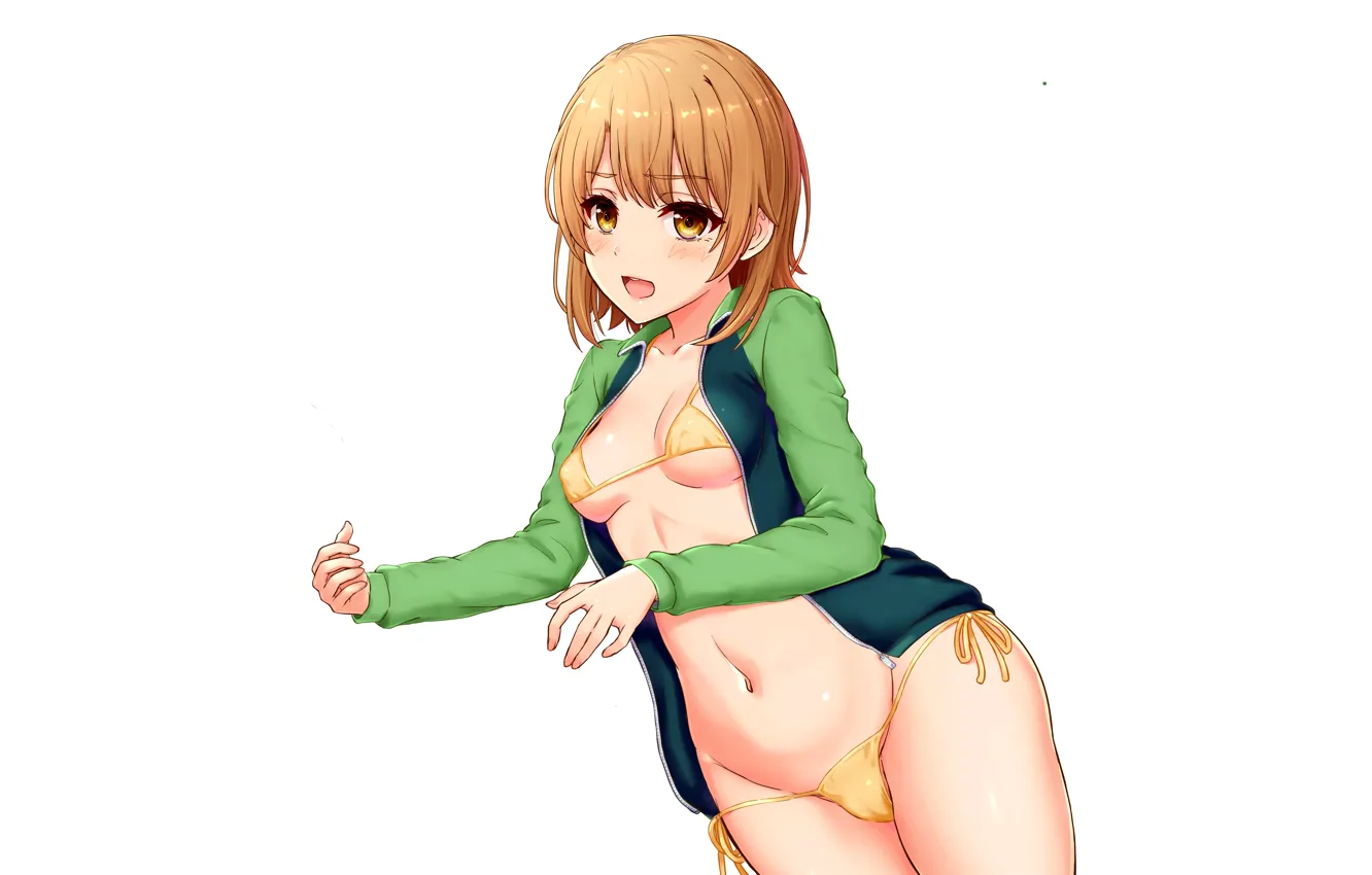 Photo wallpaper girl, sexy, cleavage, boobs, anime, beautiful, short hair, pretty