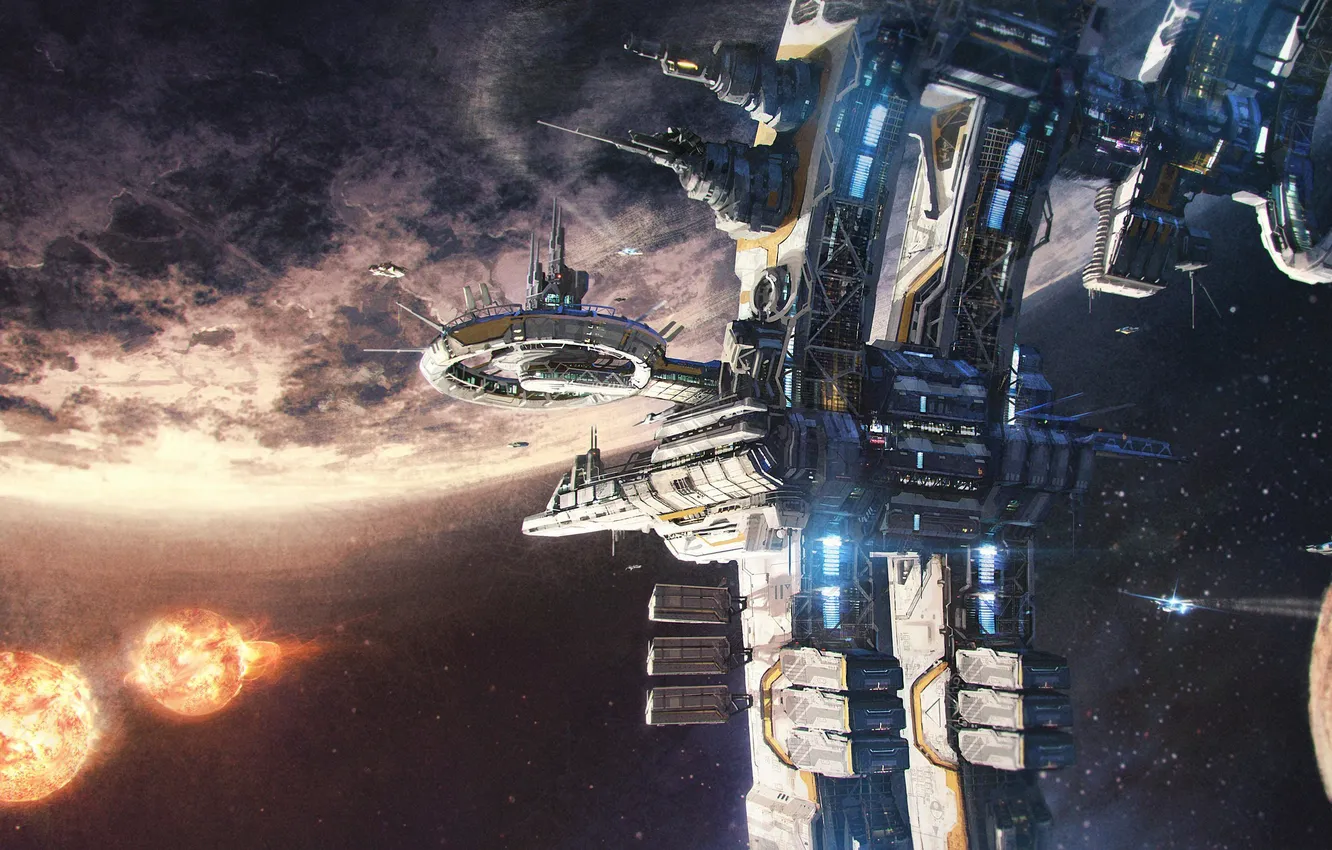 Photo wallpaper space, surface, planet, station