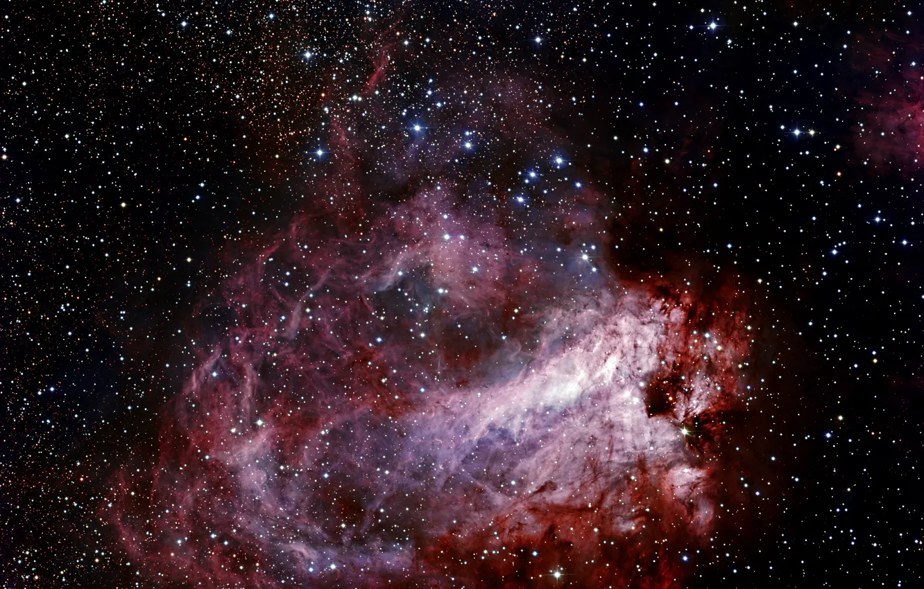 Photo wallpaper Chili, The Chair, Messier 17, Constellation of Sagittarius, The Omega Nebula, Star Forming Region, Gas …
