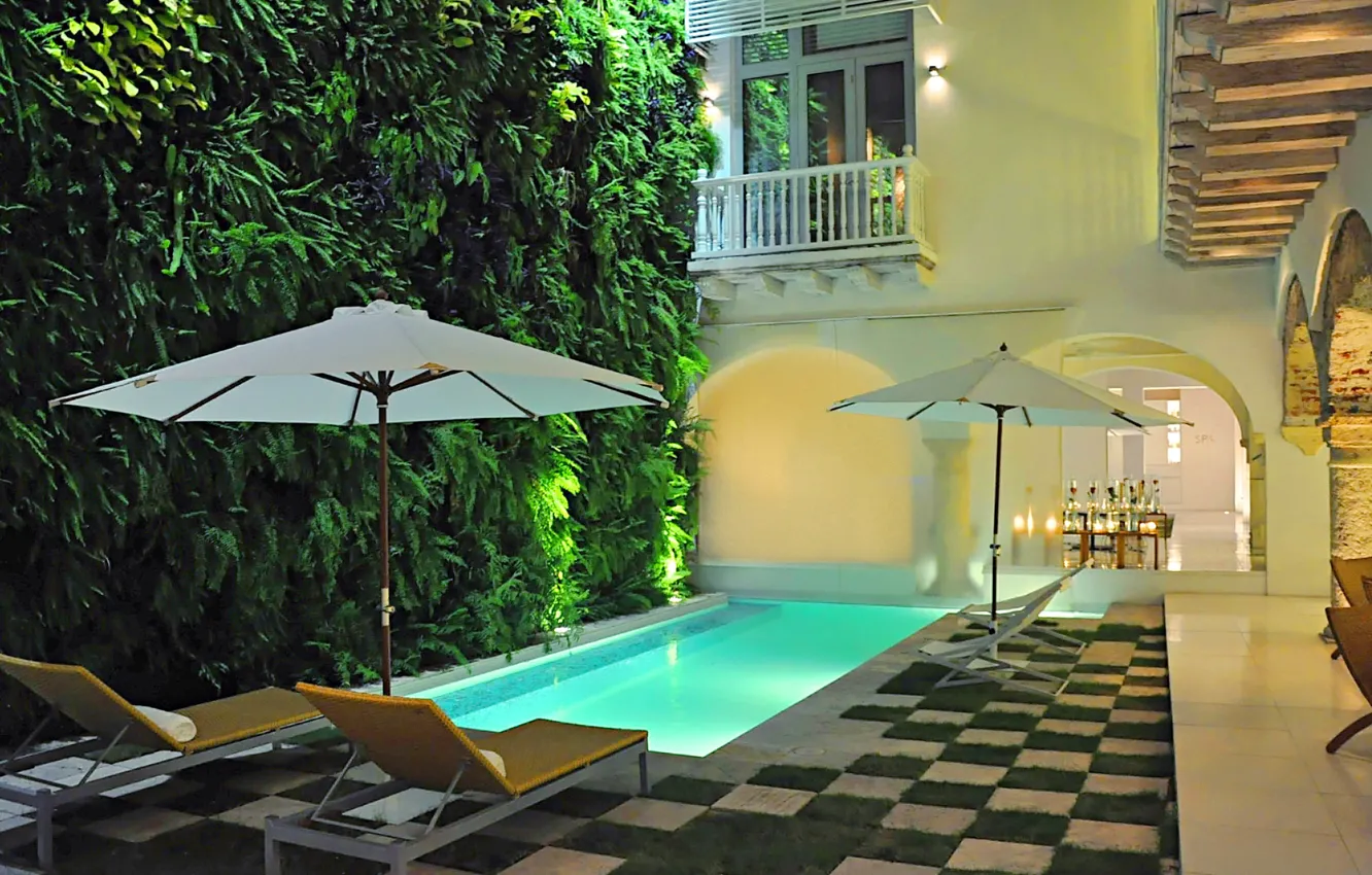 Photo wallpaper pool, garden, villa, terrace