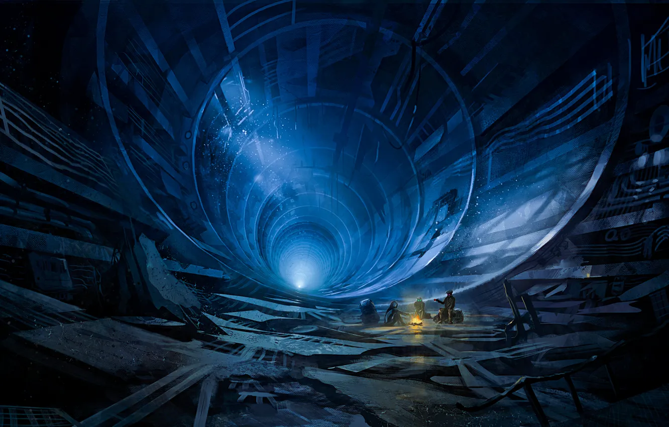 Photo wallpaper the wreckage, the fire, art, the tunnel, romance of the Apocalypse, romantically apocalyptic