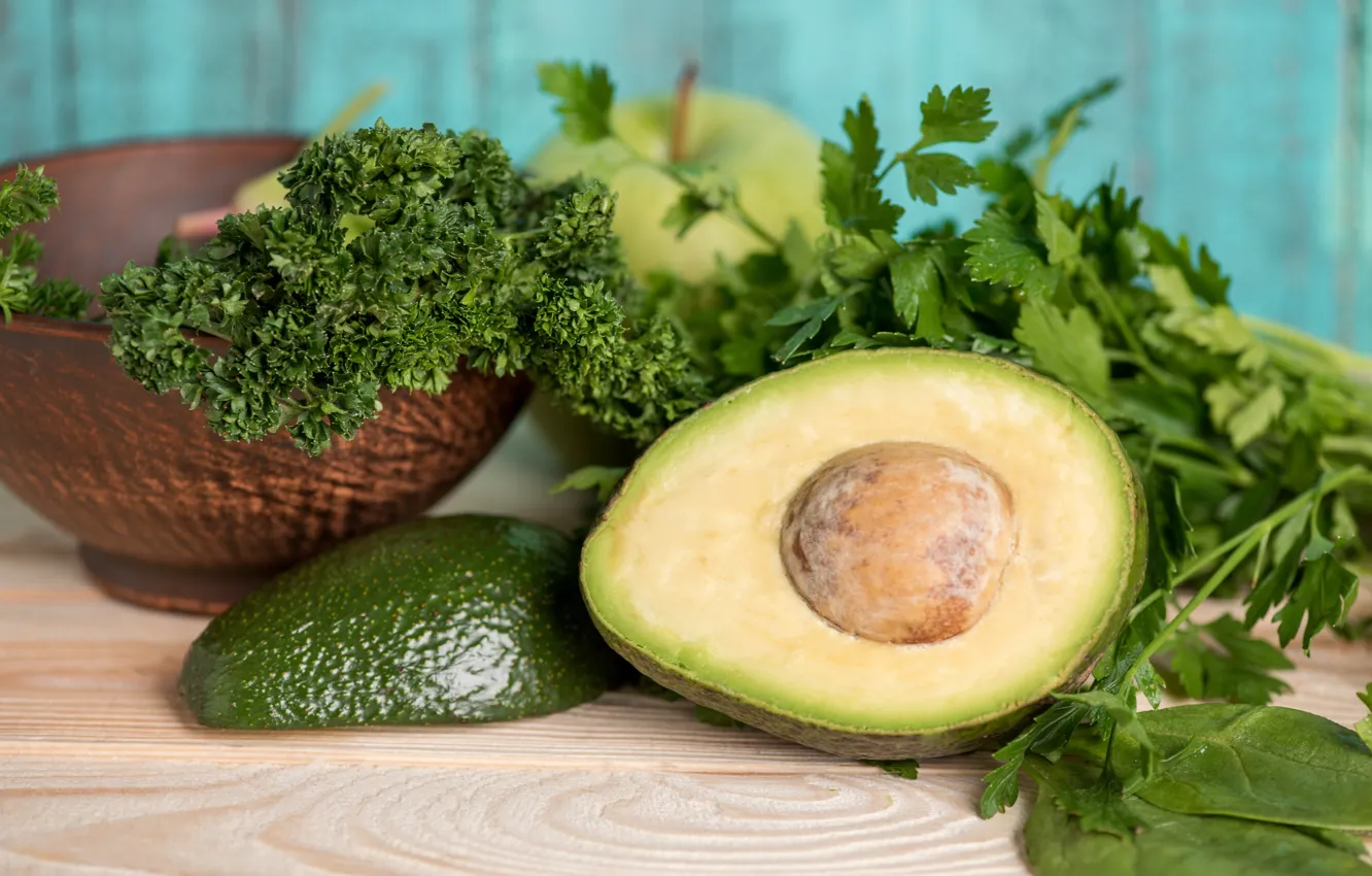 Photo wallpaper greens, parsley, avocado