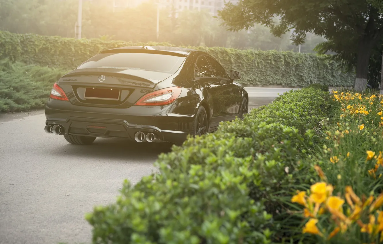 Photo wallpaper CLS, Mercedes, Benz, black